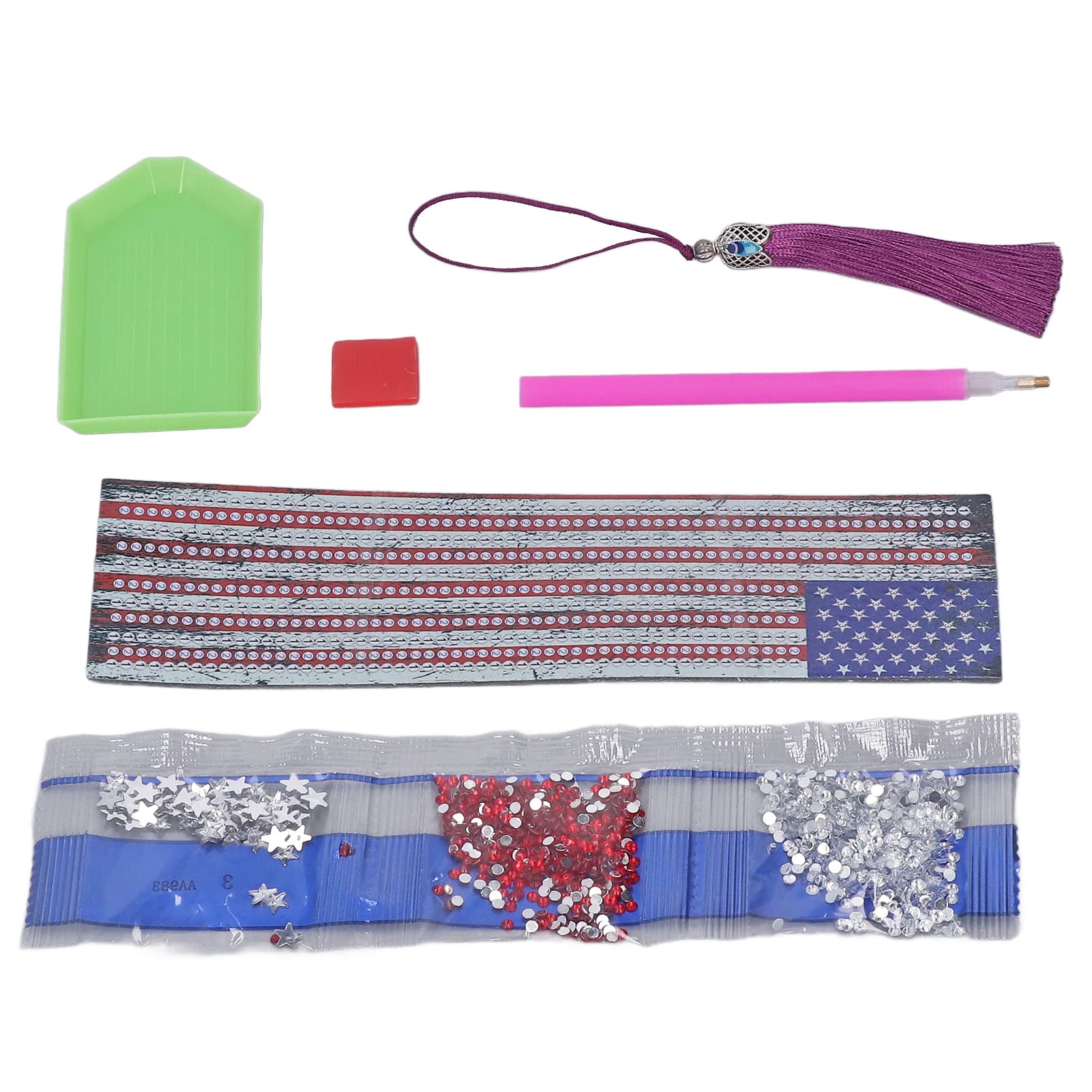 DIY Rhinestone Painting Bookmarks Kit - American Flag Design, Reading Progress Tracker, Creative Gift for Book Lovers, Students & Crafters | Perfect for Book Clubs, School Projects & Holiday Presents