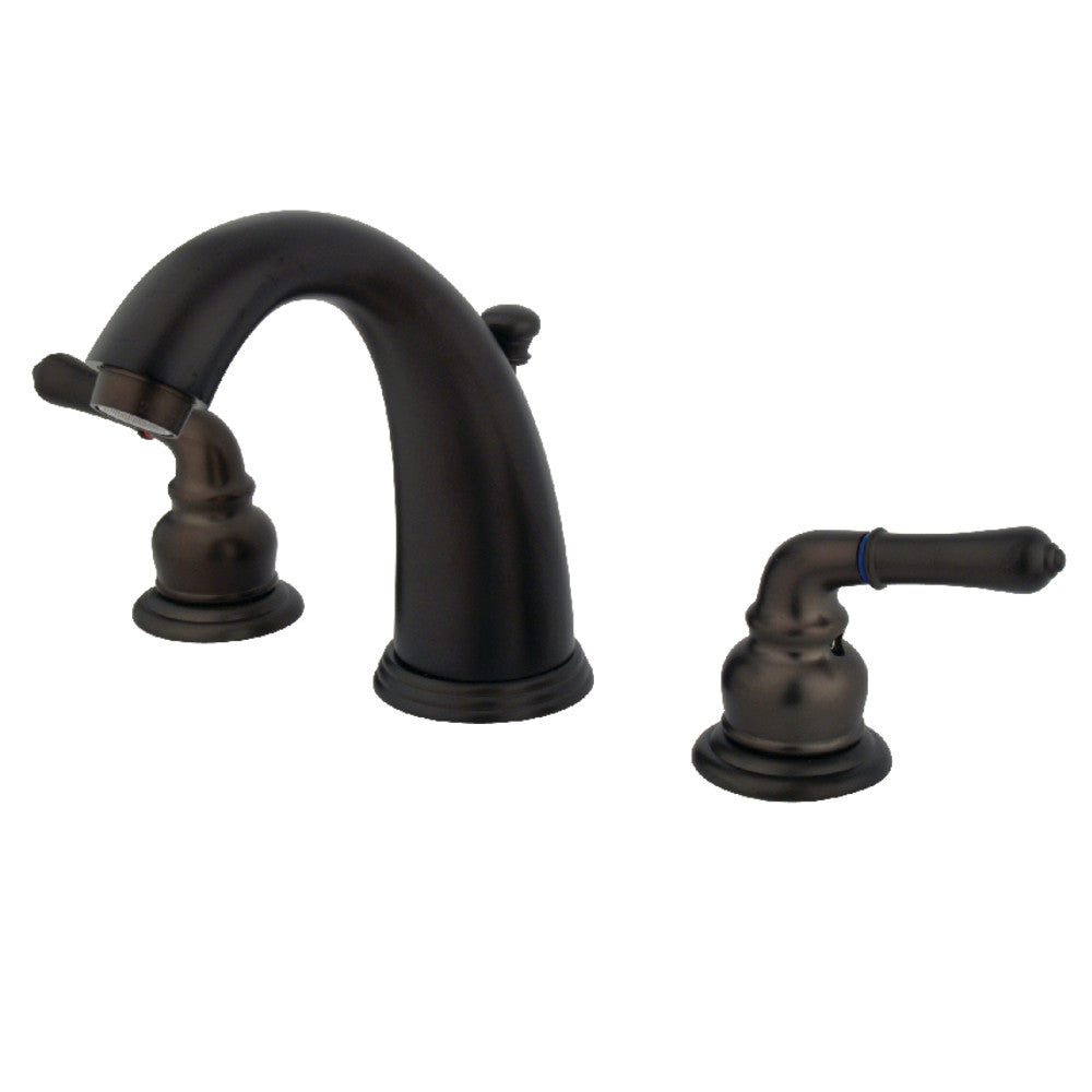 Kingston Brass GKB981 Widespread Bathroom Faucet - Modern 8 Inch Centerset Bath Sink Faucet with High Arc Spout for Vanity, Powder Room & Guest Bathroom | Durable Brass Construction & Easy Installation