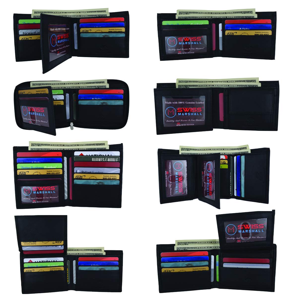 Premium RFID Blocking Men's Leather Wallets - Bifold & Trifold Designs, Black (Wholesale 48-Pack) - Ideal for Business Gifts, Corporate Events & Retail Stores