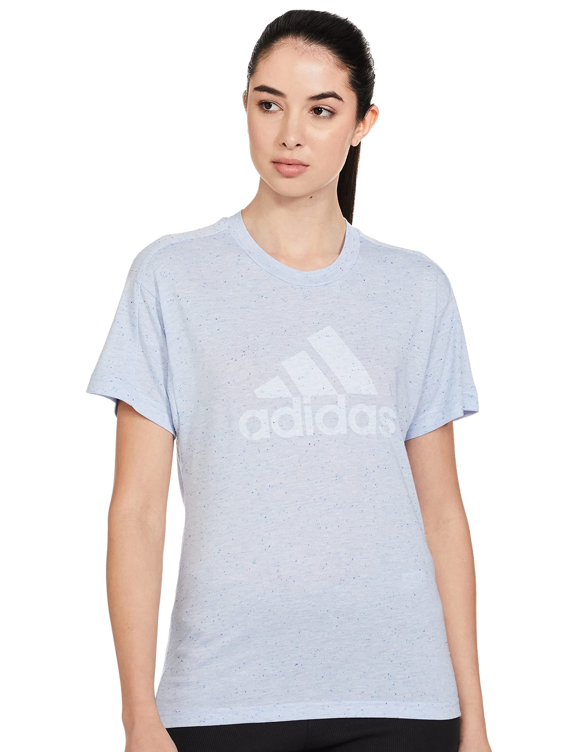 Adidas Women's Printed Fitted T-Shirt - Slim Fit Casual Tee for Running, Yoga & Everyday Wear | Soft Breathable Cotton Activewear Top