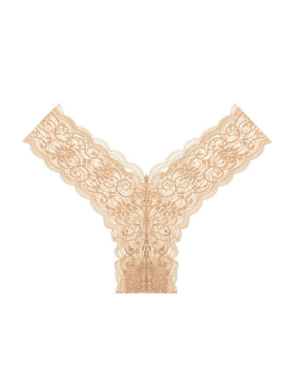ZASUWA Women's V-Shape Waist Lace T-Back Panties - Sexy Lingerie for Date Night & Special Occasions