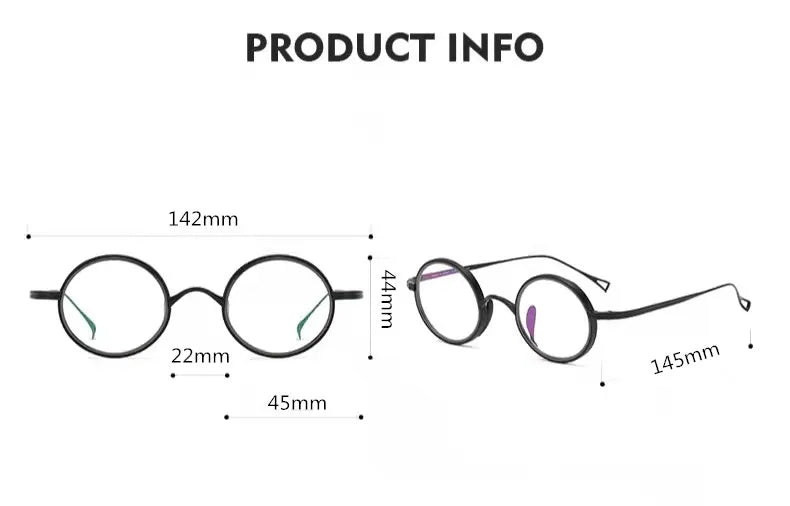 Stylish Aimee Unisex Full Rim Round Titanium Acetate Eyeglasses Frame 112122 - Lightweight & Durable for Work, Reading & Everyday Wear