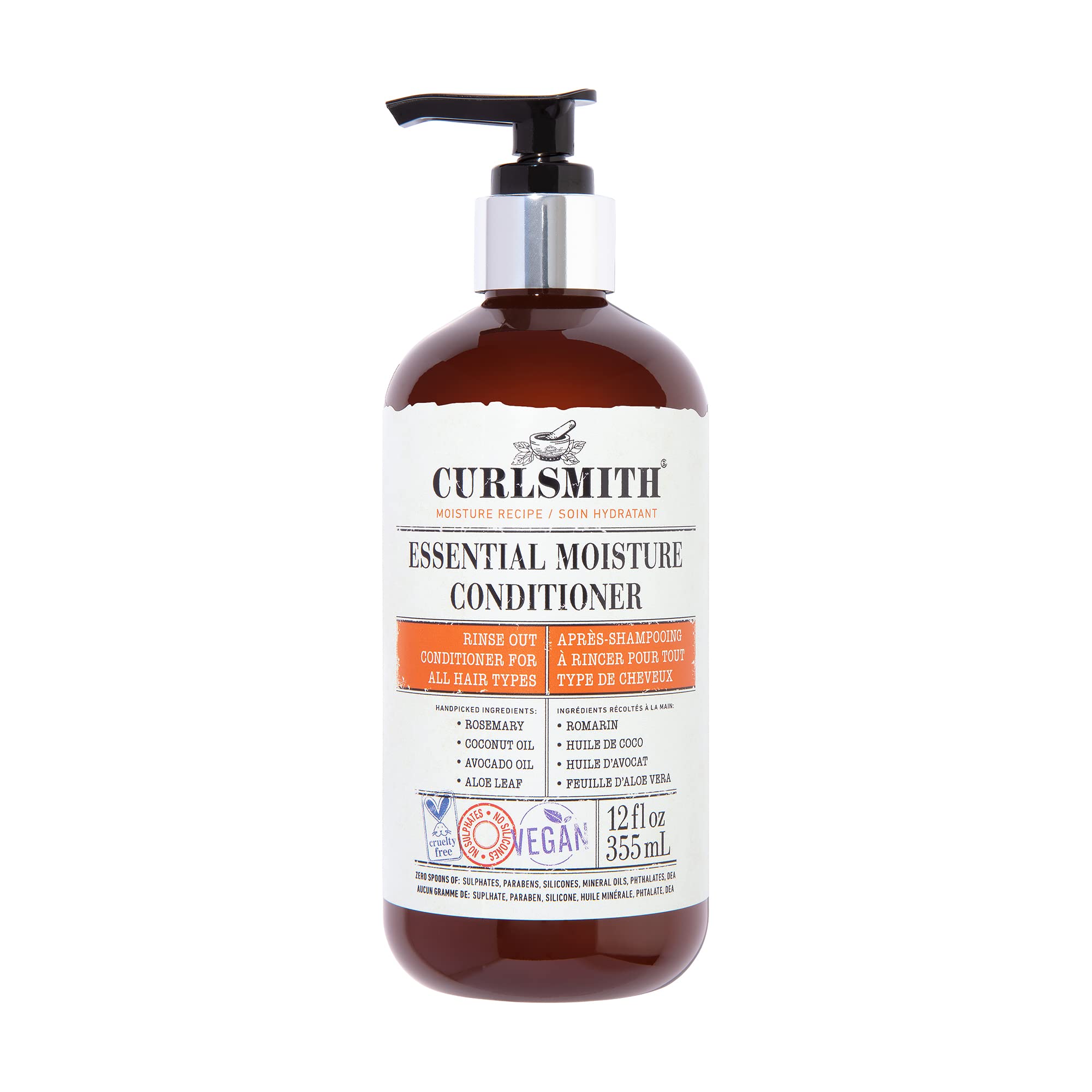 CURLSMITH Essential Moisture Conditioner for Wavy, Curly & Coily Hair - Lightweight Frizz Control, Vegan & Cruelty-Free Hair Care - Perfect for Daily Hydration & Defined Curls