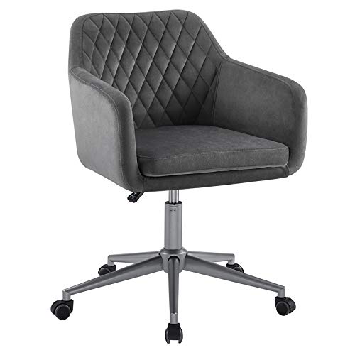 Riverbay Furniture Upholstered Quilted Office Chair in Gray - Ergonomic Desk Chair with Lumbar Support for Home Office, Gaming & Workspace - Comfortable Executive Chair for Long Hours Sitting