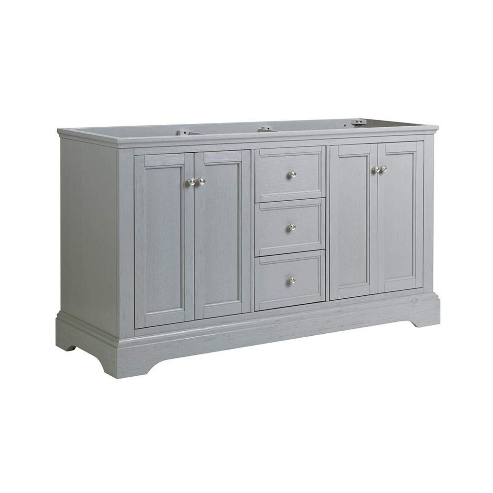 Fresca Windsor 60 Inch Gray Textured Traditional Double Sink Bathroom Vanity Cabinet - Sink Not Included | Perfect for Master Bathroom & Guest Bath Remodeling