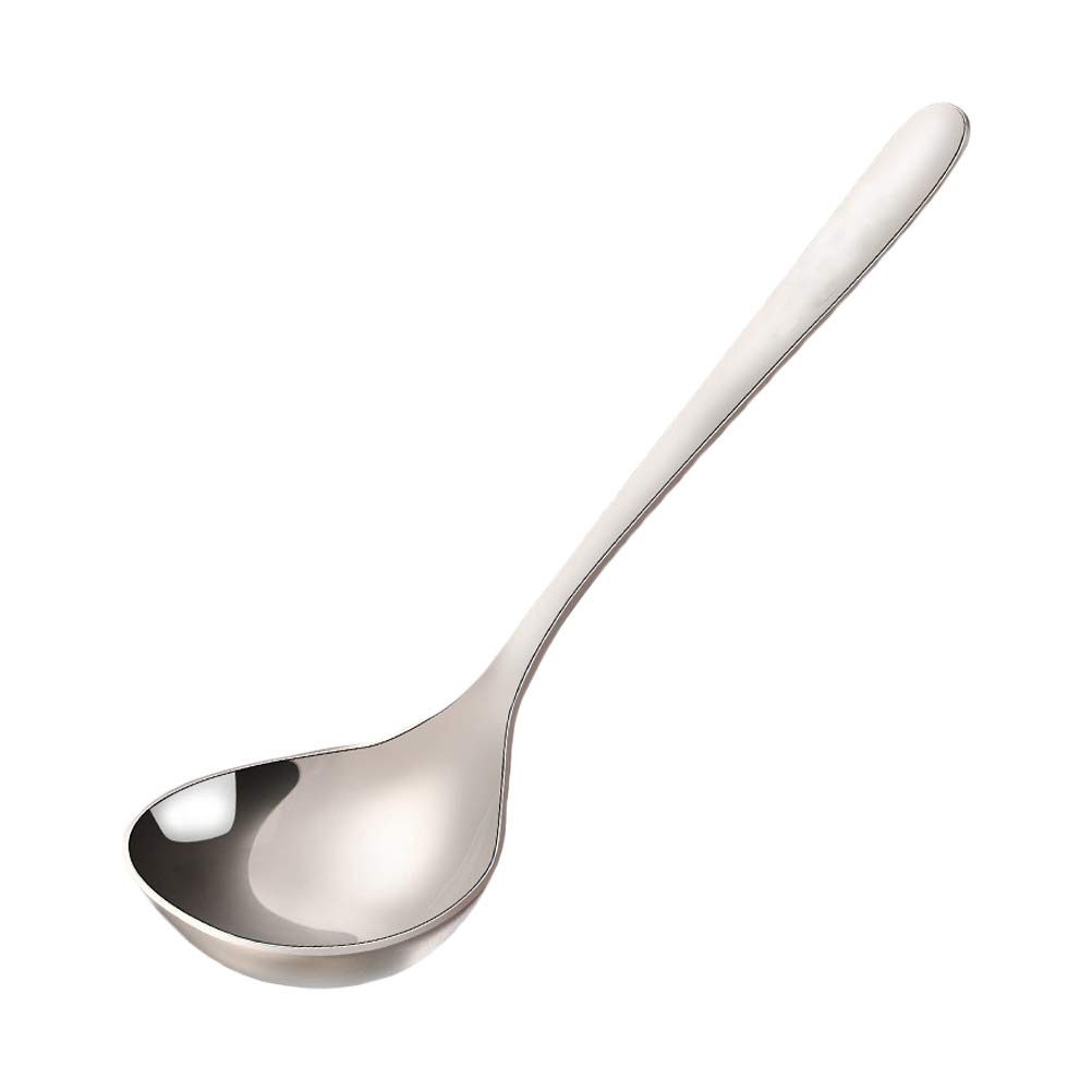 BestonzON Premium Stainless Steel Long Handle Soup Spoon - 12 Inch Kitchen Utensil Set for Cooking, Serving & Dining (Silver) - Ideal for Soup, Sauce, Desserts & Coffee Stirring