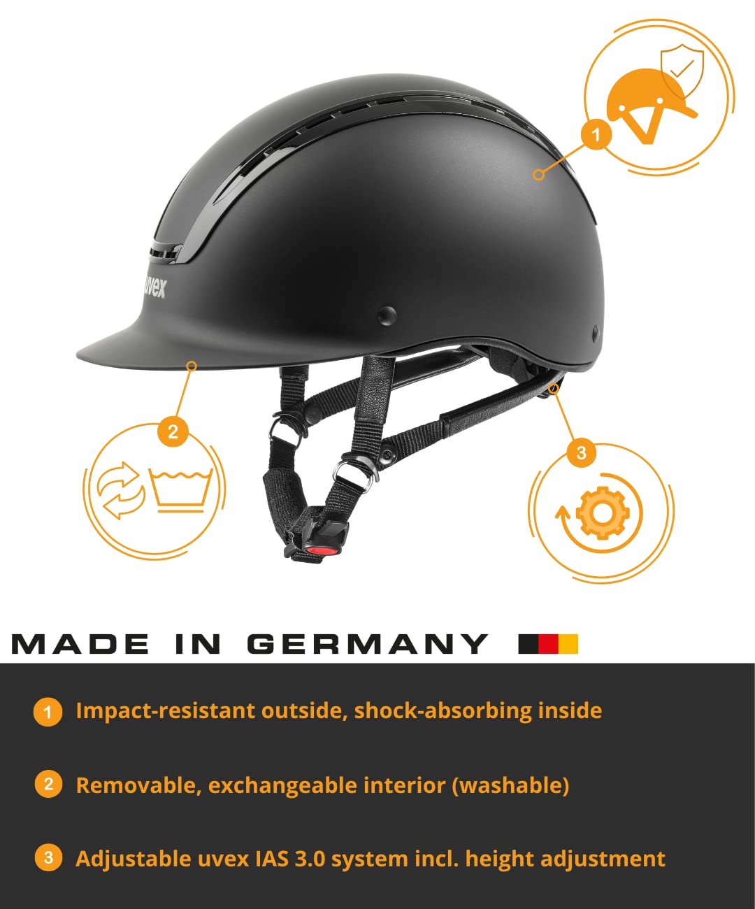 Uvex Suxxeed Active Horse Riding Helmet for Women & Men - Adjustable, Ventilated Equestrian Safety Helmet in Black (XXS-S) - Perfect for Show Jumping, Dressage & Trail Riding