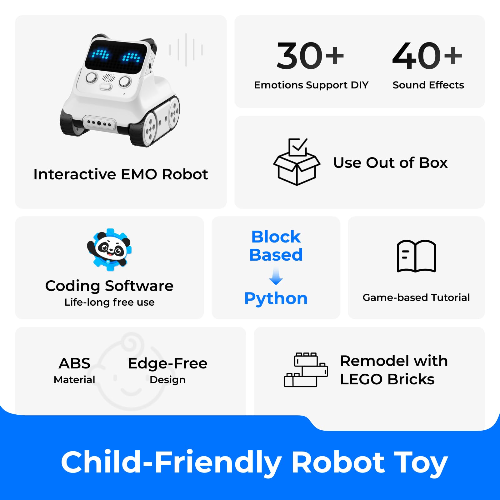 Makeblock Codey Rocky Interactive Emo Robot - STEM Coding Toy for Kids Ages 6-12 | Learn Scratch & Python Programming | Smart Robotics Gift for Boys & Girls | Perfect for Home Learning & Classroom STEM Activities
