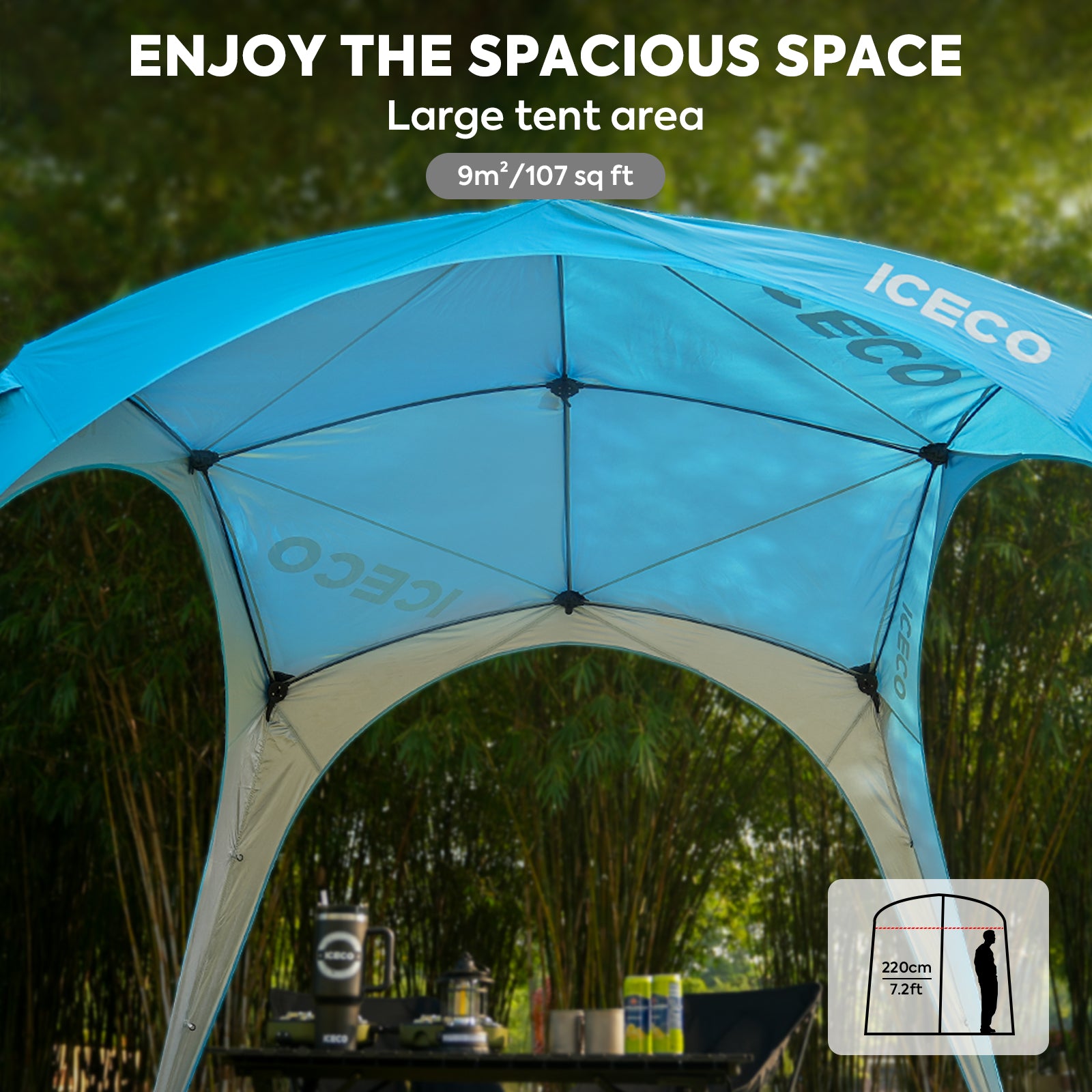 Hi1600L Folding Camping Chair with Canopy Tent - Portable Outdoor Chair with Sunshade for Beach, Picnic, Fishing, and Backyard Relaxation | ICECO