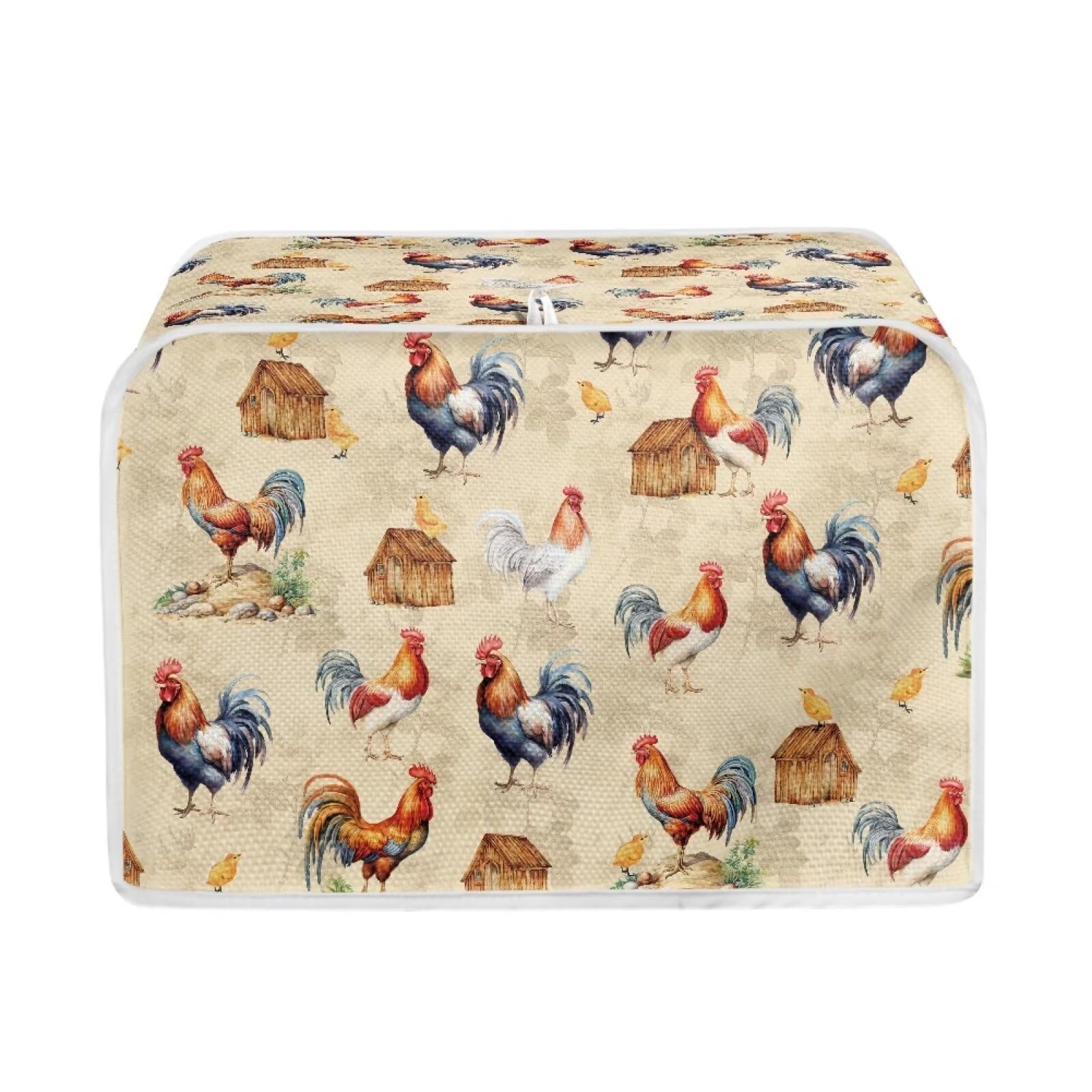 Vintage Rooster Toaster Cover for Standard 2-Slice Toaster - Kitchen Appliance Protector for Bread Maker & Bakeware - Perfect for Farmhouse & Retro Kitchen Decor