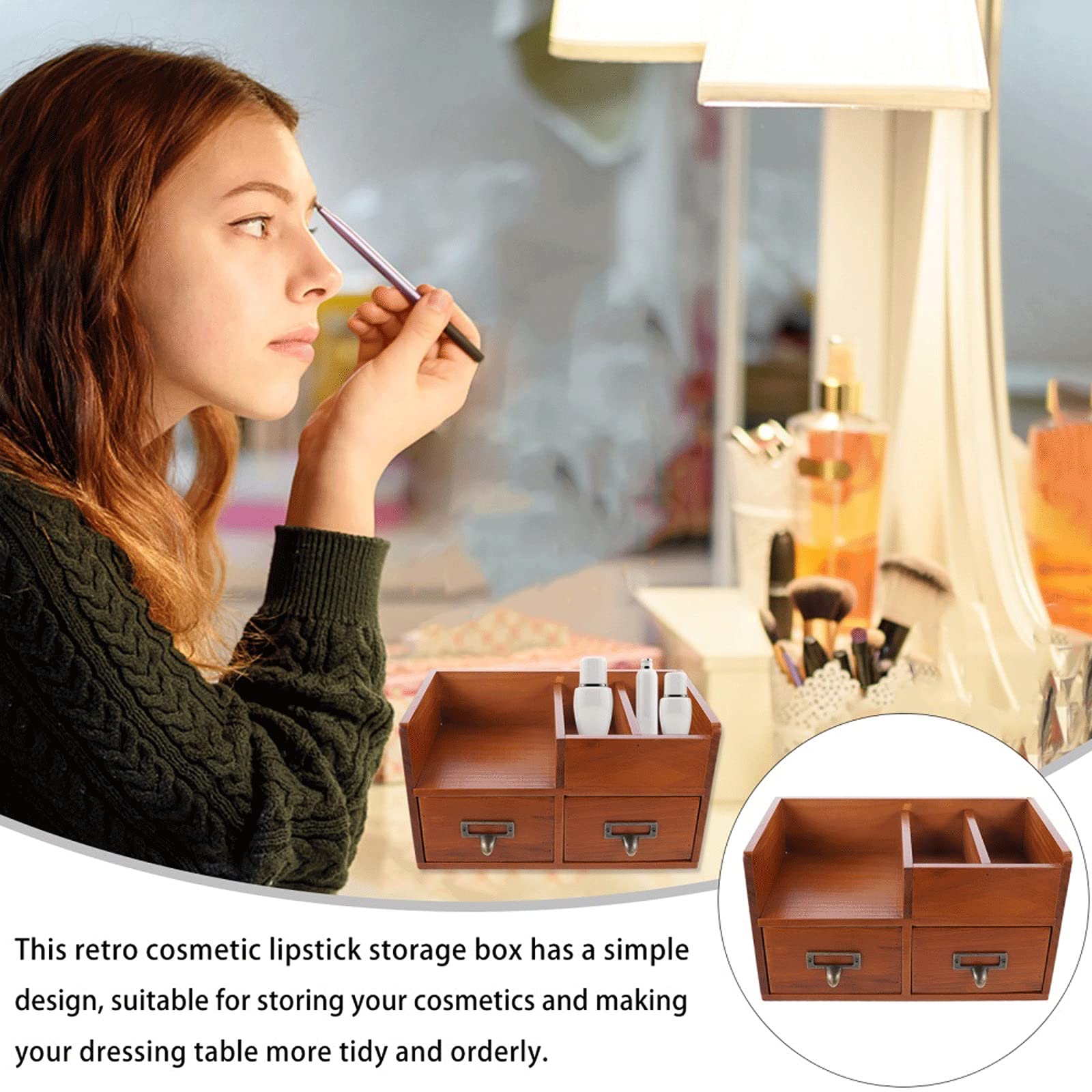 Wooden Lipstick Storage Box - Cosmetic Organizer for Makeup Brushes, Lipsticks & Beauty Products | Perfect for Vanity, Bathroom & Travel Use
