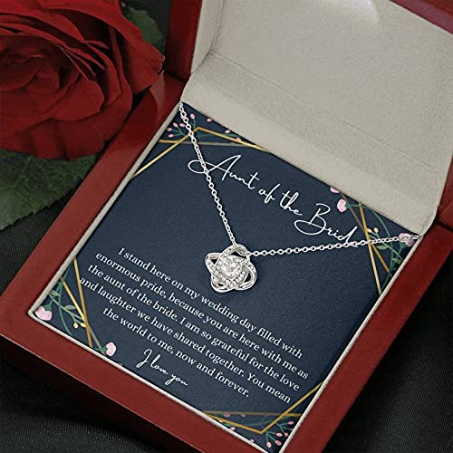 Love Knot Necklace - Elegant Wedding Gift for Bride's Aunt | Sterling Silver Jewelry with Engraved Message Card & Gift Box | Perfect for Bridal Shower, Wedding Day & Anniversary Celebrations