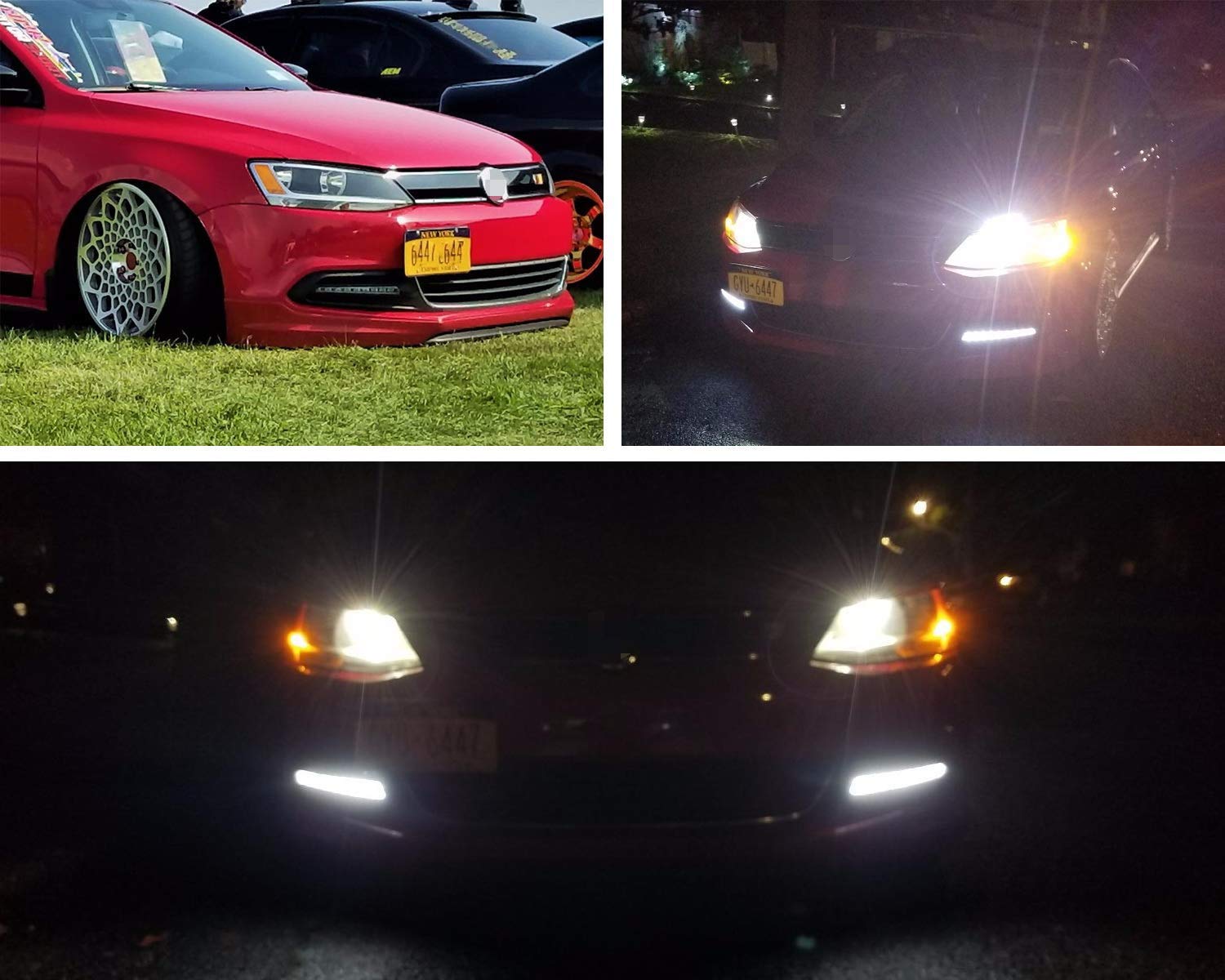 iJDMTOY Xenon White LED Daytime Running Lights - Compatible with 2011-2014 Volkswagen MK6 Jetta, OEM Fit DRL Bezel with 9 High-Power LEDs - Perfect for Enhanced Visibility & Style in Daytime Driving