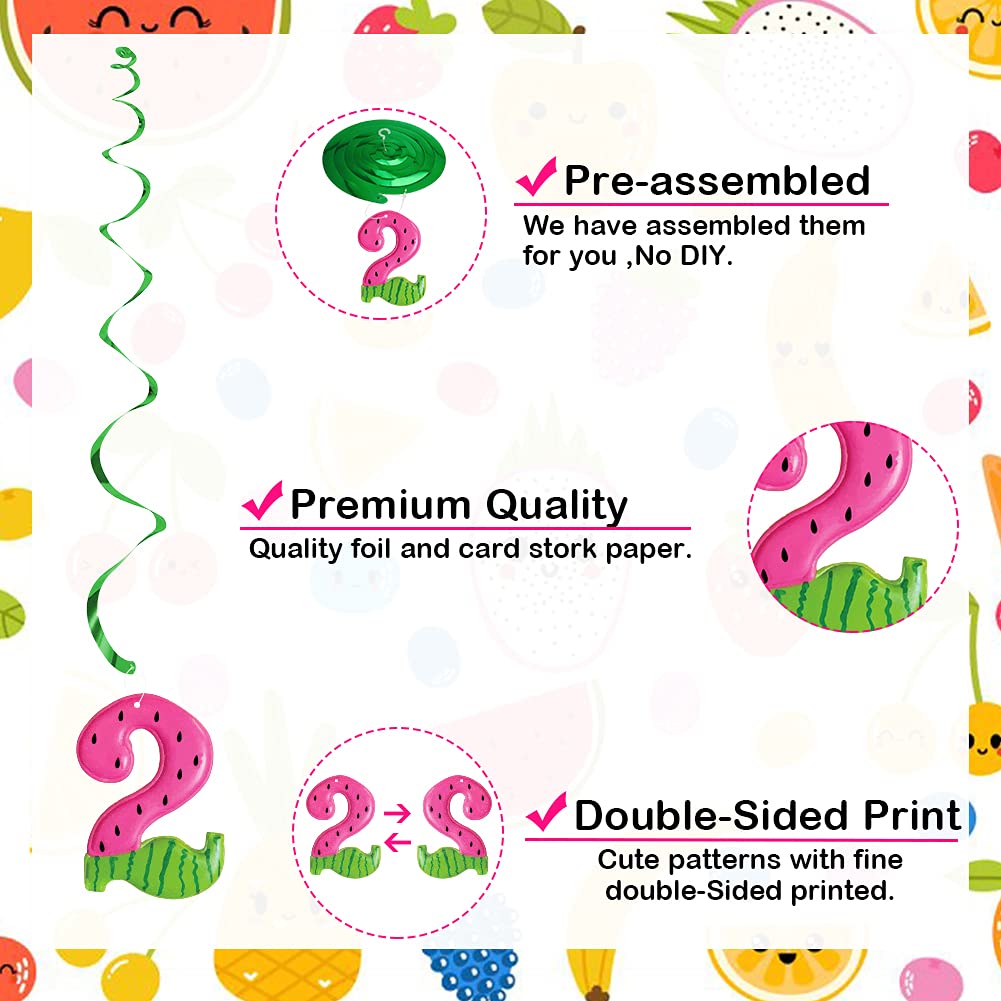 Twotti Frutti Birthday Decorations Set - Tropical Fruit Themed Party Supplies with Pineapple, Watermelon, Strawberry & Orange Hanging Swirls | Perfect for 2nd Birthday Parties, Summer Celebrations & Tropical Theme Events