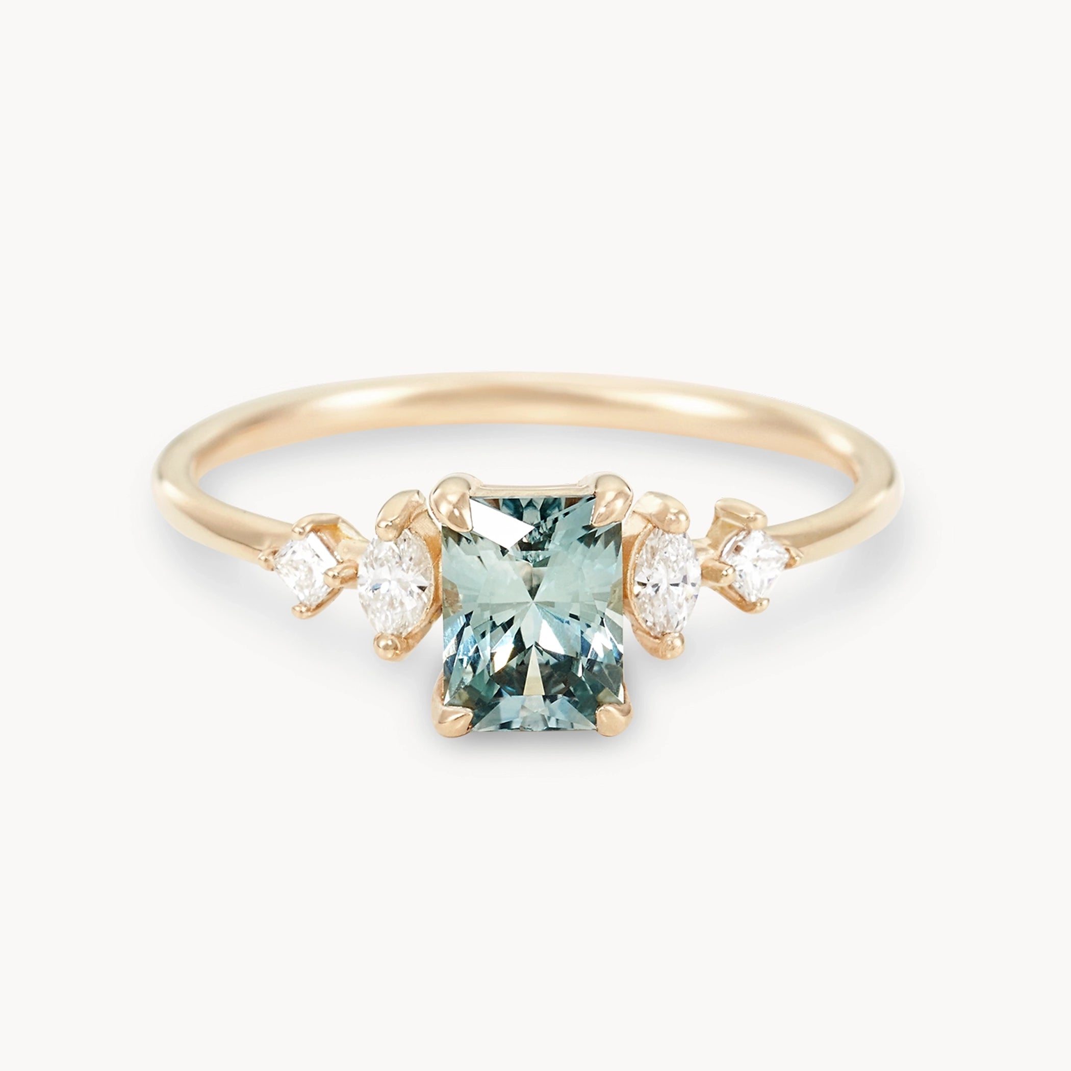Unique Sylvan Promise 14K Yellow Gold Ring with Radiant Cut Sapphire – Perfect for Engagement, Anniversary & Special Occasions