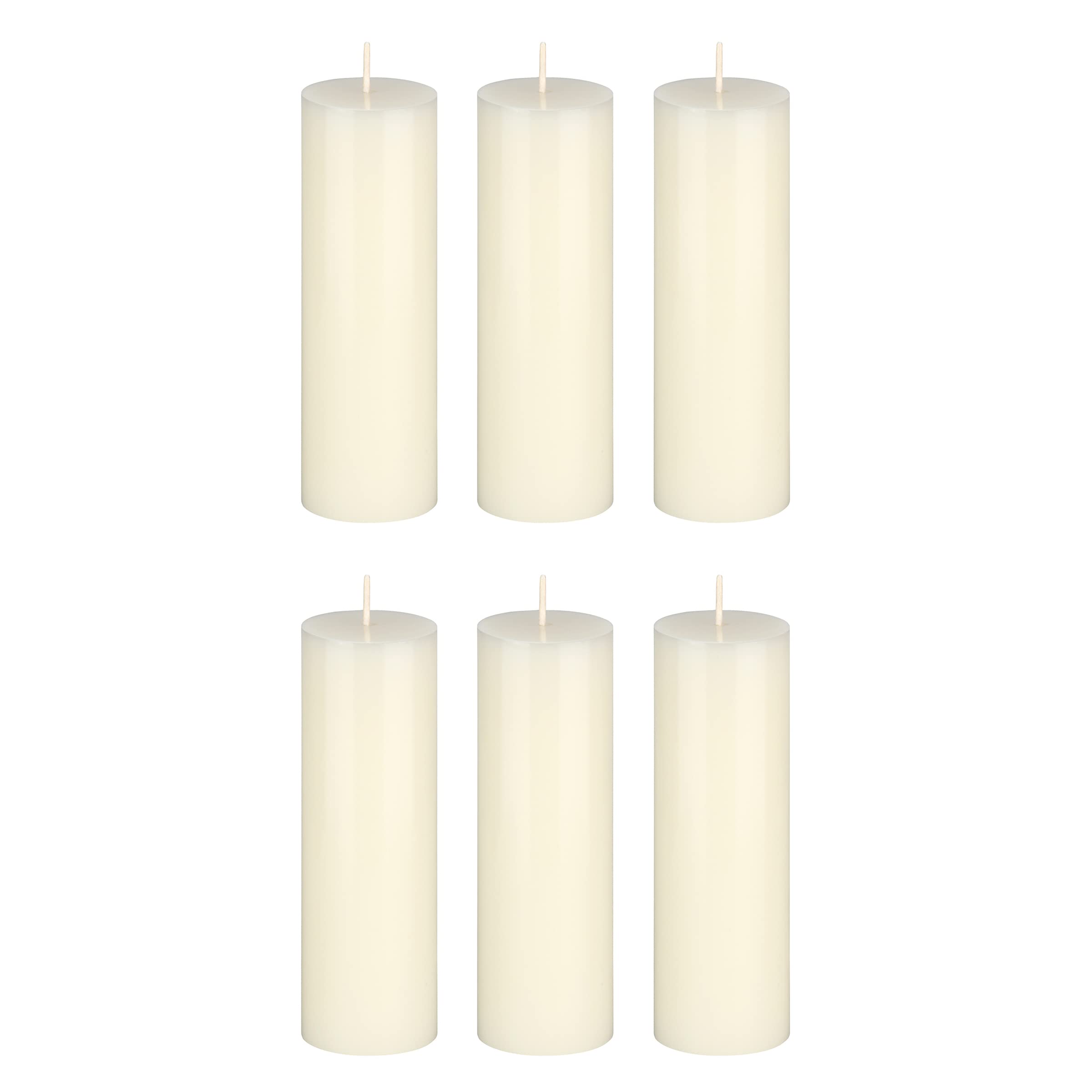 Premium Unscented Ivory Pillar Candles Set of 6 - 2x6 Inch Hand-Poured Pure Wax Candles for Home Decor, Weddings, Spa Relaxation, Holiday Centerpieces & Prayer Vigils