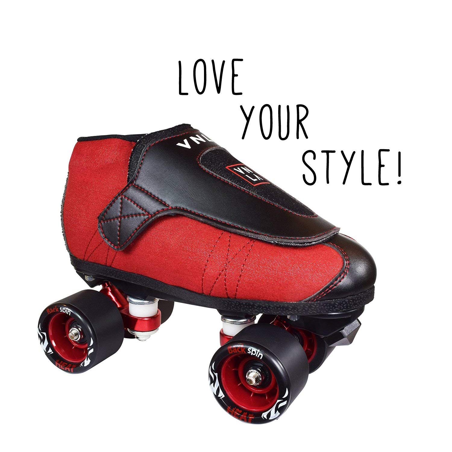 VNLA Junior Code Red Jam Skates for Men & Women - Unisex Indoor Roller Skates for Tricks, Jam Skating & Roller Derby - Red/Black Design for Rink, Park & Street Performance