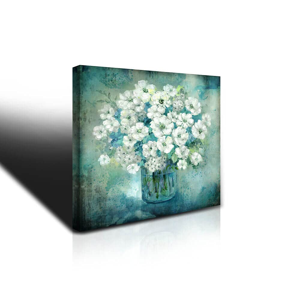Guiguziyishu Canvas Wall Art - Blue Bottle Flower Print for Bathroom, Kitchen & Bedroom Decor