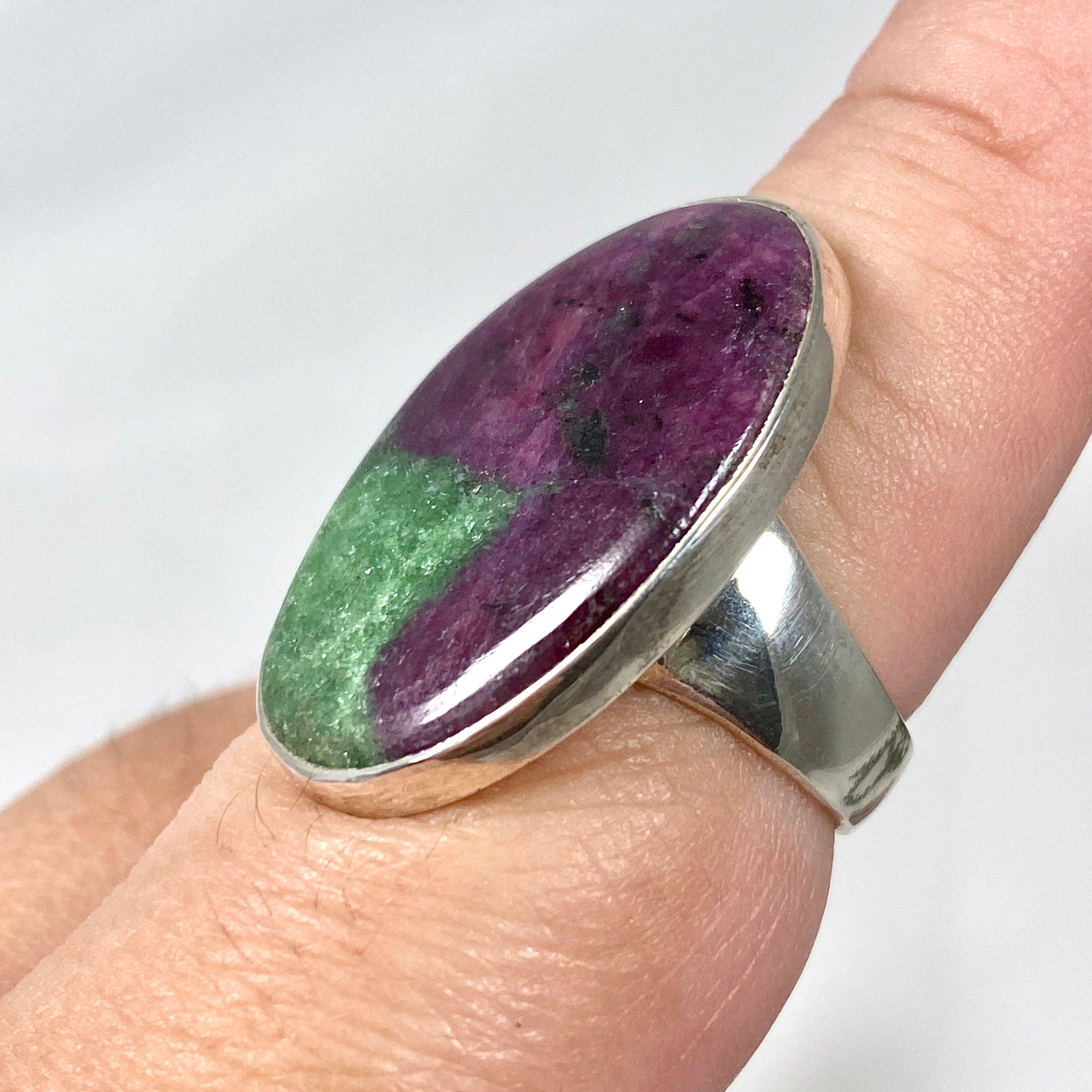 Natural Ruby in Zoisite Oval Ring - Size 9 - KRGJ2442 - Elegant Jewelry for Women, Perfect for Weddings, Parties & Special Occasions