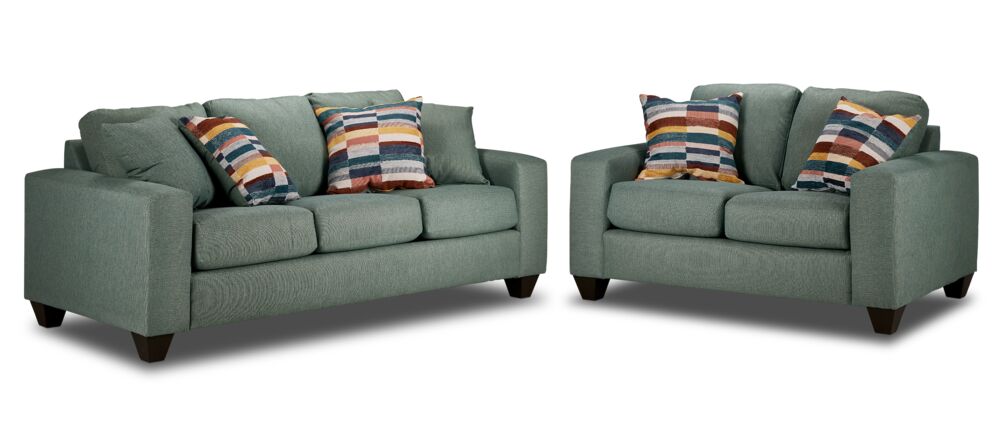 Luxury Cindy Sofa and Loveseat Set - Modern Jade Green Upholstered Living Room Furniture for Small Spaces | Perfect for Apartments, Condos & Cozy Home Decor
