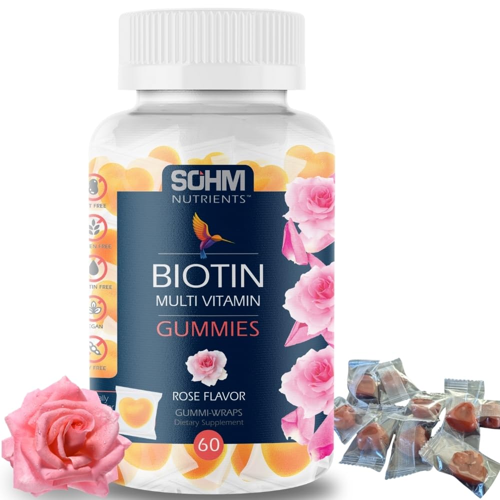 SOHM Biotin Gummies for Hair Growth, Skin & Nails - 5000mcg Biotin Supplement for Men & Women - Delicious Multivitamin Gummies for Adults - Perfect for Daily Hair Care & Beauty Routine