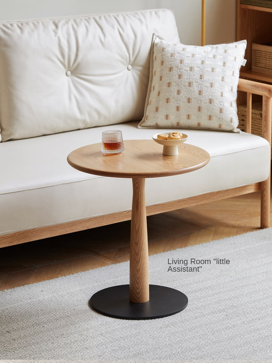 Solid Wood Round Side Table - Oak, Black Walnut, Cherry - Modern End Table for Living Room, Bedroom & Office