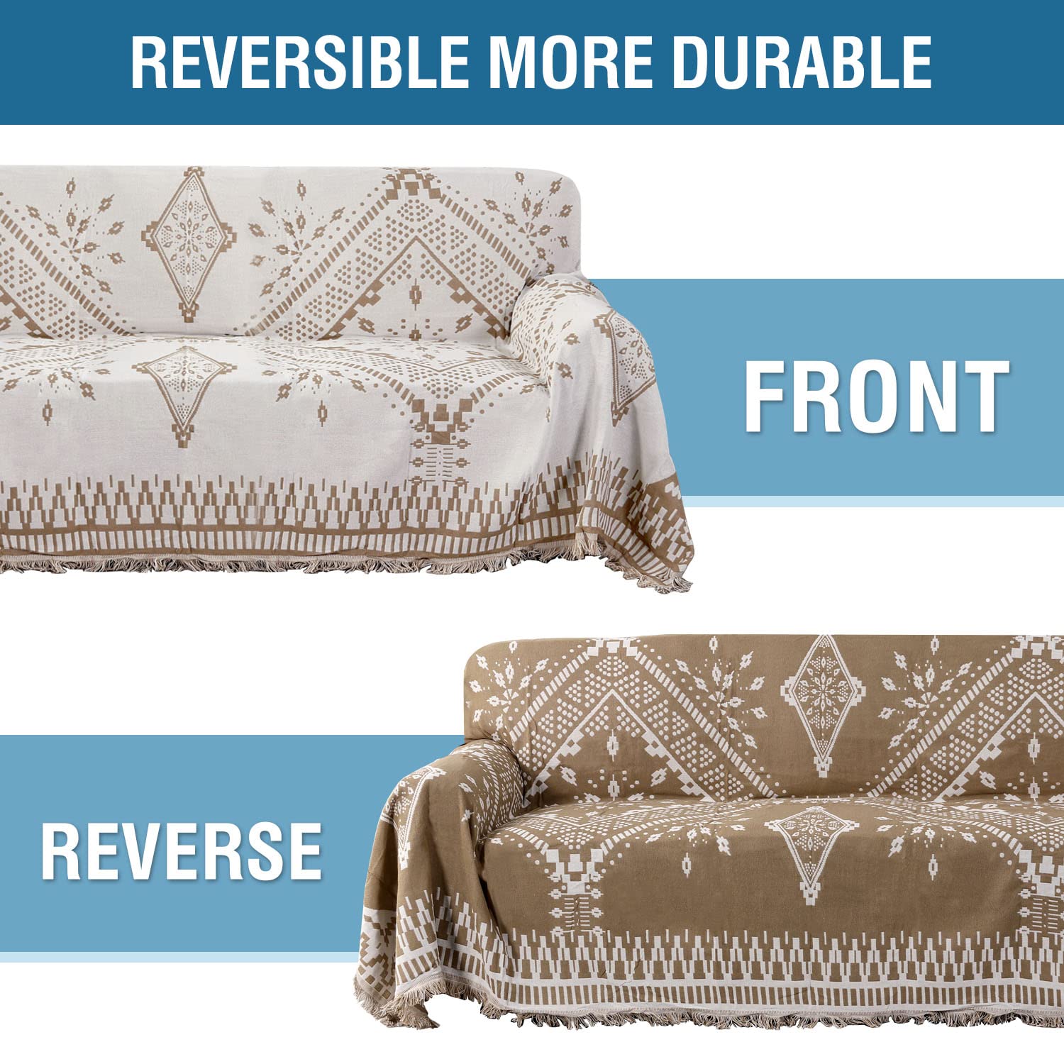 Reversible Sofa Cover for Dogs - H.VERSAILTEX Stretchable Couch Slipcover Fits Most Sofa Shapes, XX-Large 91