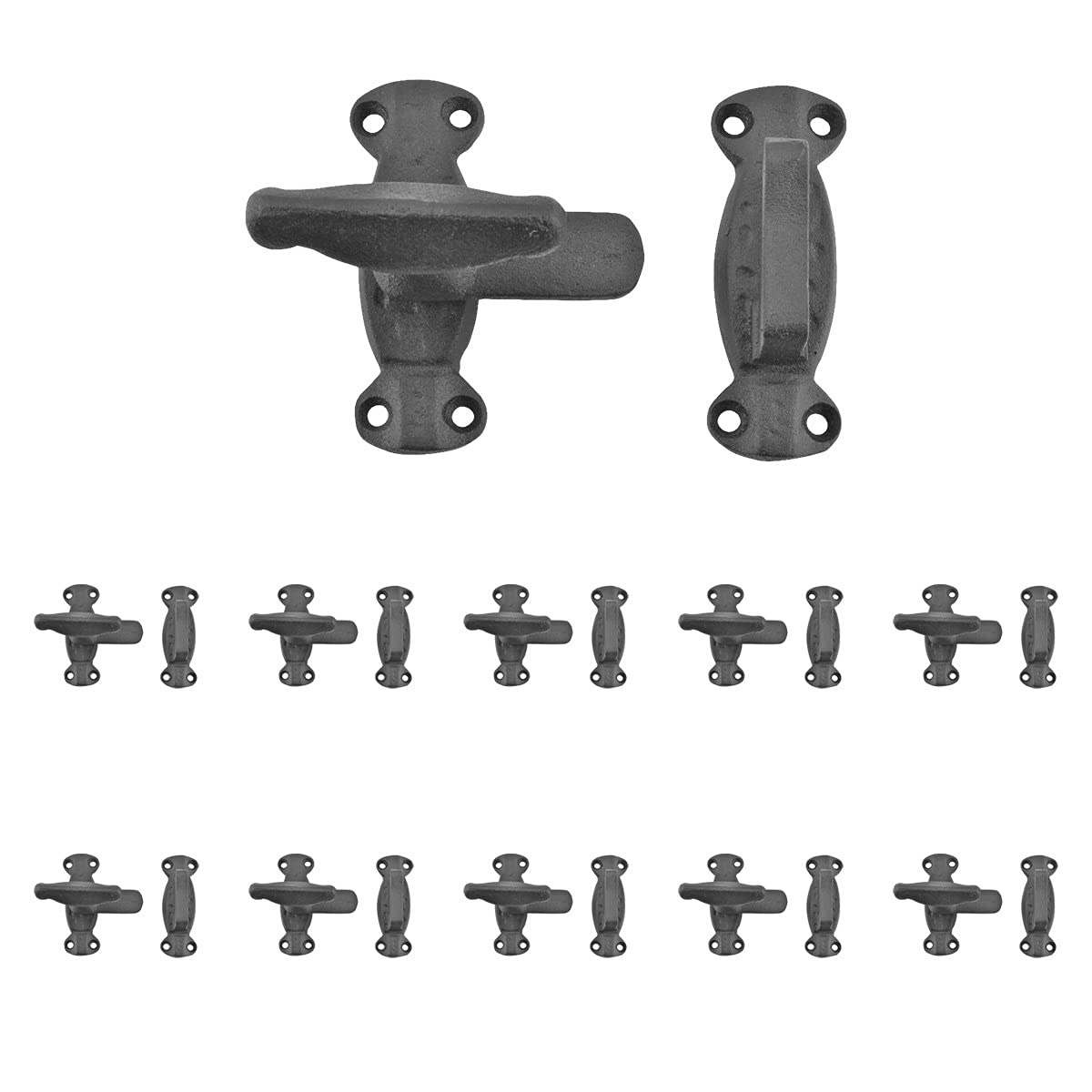 Black Wrought Iron Door Latch 2 Inch - Pack of 10 with Mounting Hardware for Cabinets, Windows & Furniture - Durable Cabinet Latches for Home, Office & RV Use