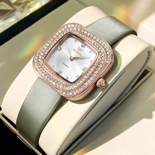 Grey Leather rose gold watch