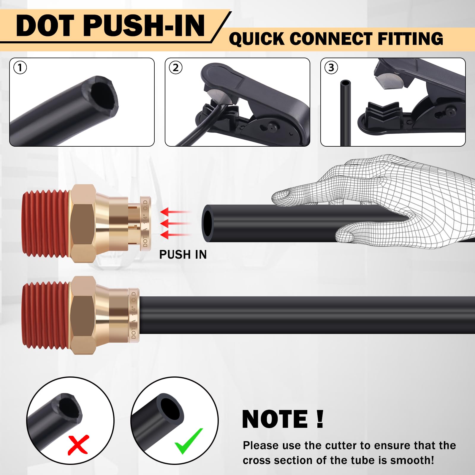 CheeMuii 76 Pcs Brass DOT Air Line Fittings Kit - Push Lock & Quick Connect Air Hose Fittings with NPT Thread - Compatible with Pneumatic Tubing for Air Compressors, HVAC Systems & Industrial Applications