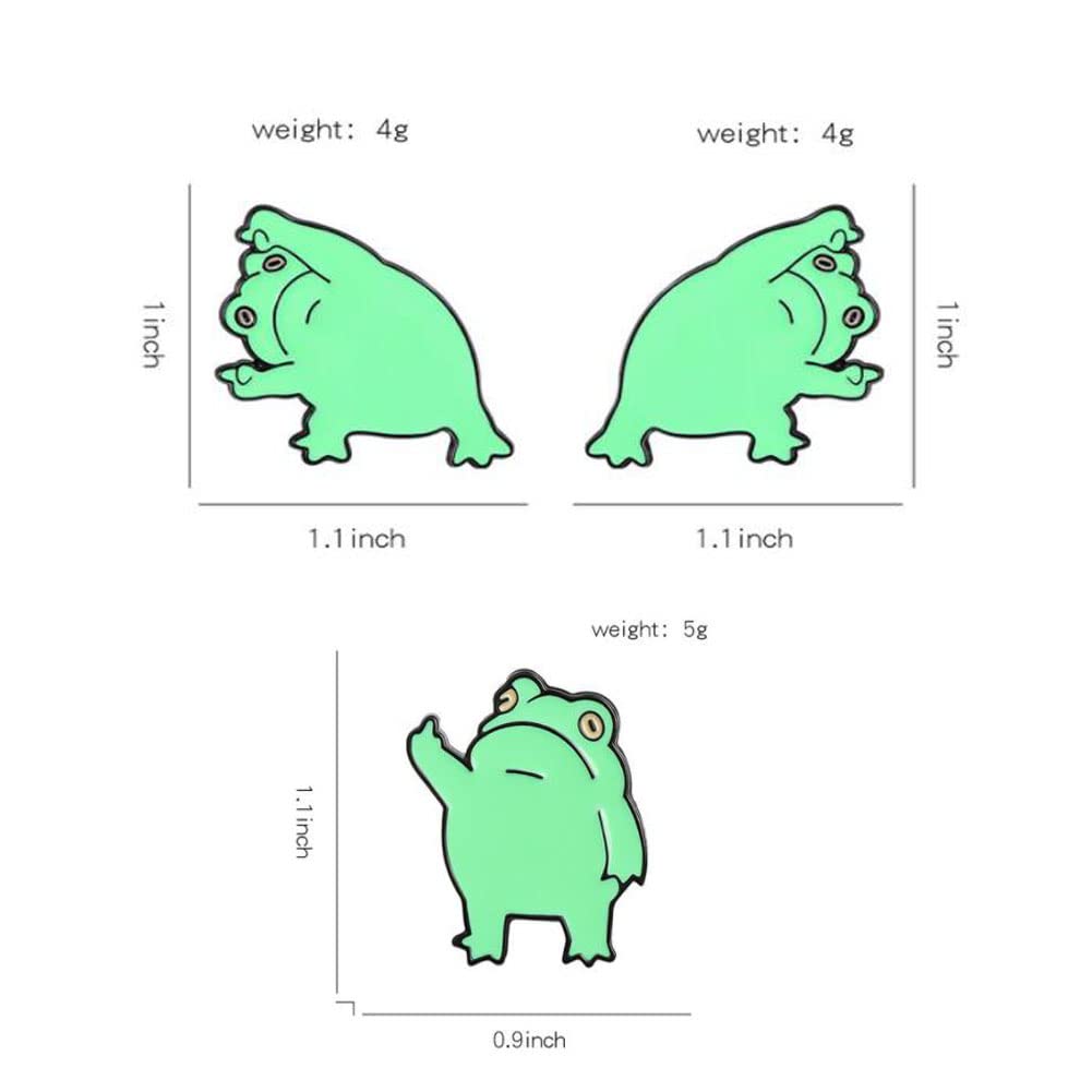 3-Piece Funny Frog Brooch Set - Cute Cartoon Animal Enamel Pins for Women, Men & Kids - Unique Lapel Pin Gift for Birthday, Party & Casual Wear - Perfect for Accessories, Gifts & Fashion Statements
