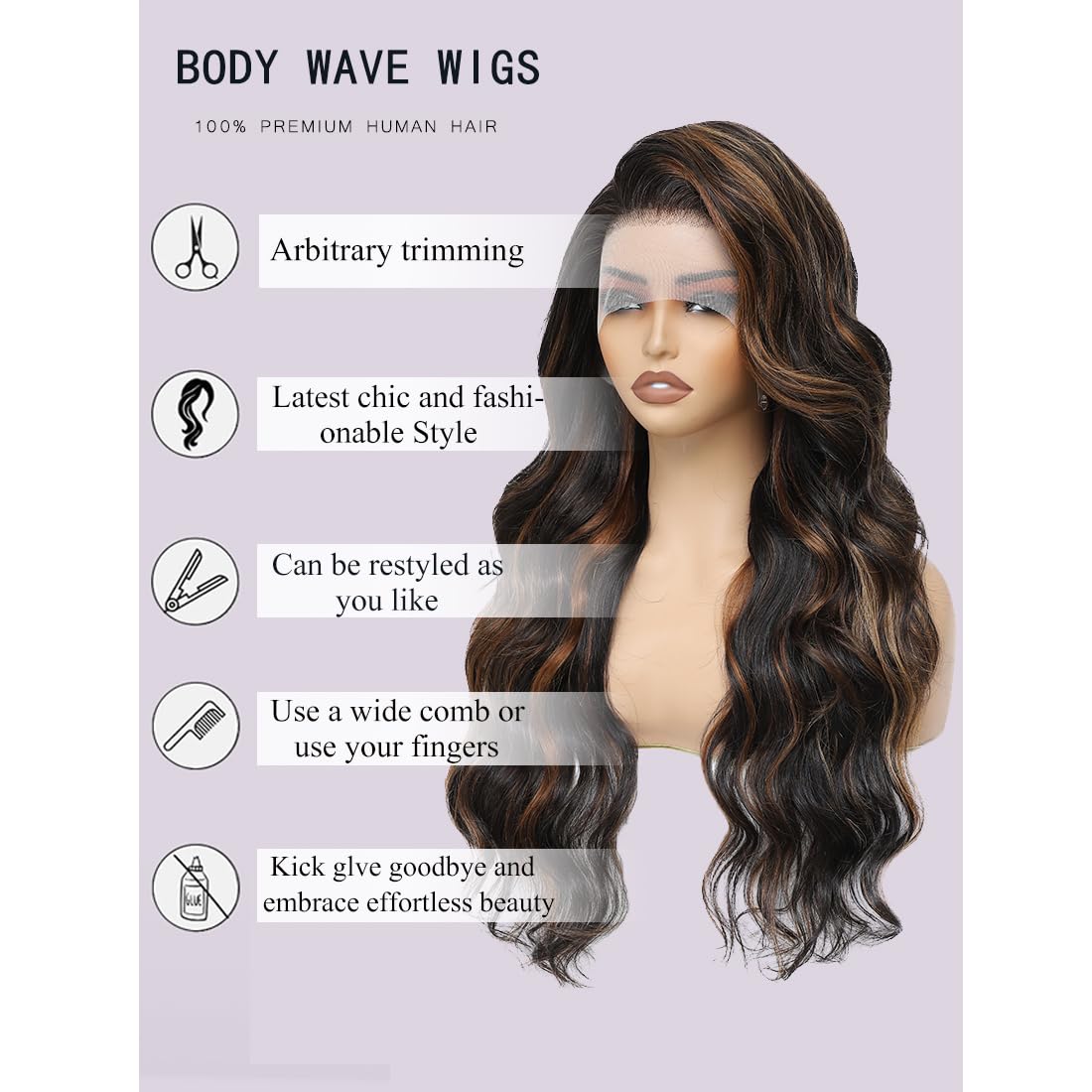 30 Inch Ombre Lace Front Human Hair Wig - 1B/30 Body Wave HD Lace Pre Plucked 13x4 180 Density Glueless Balayage Wig with Baby Hair | Perfect for Cosplay, Weddings & Daily Styling