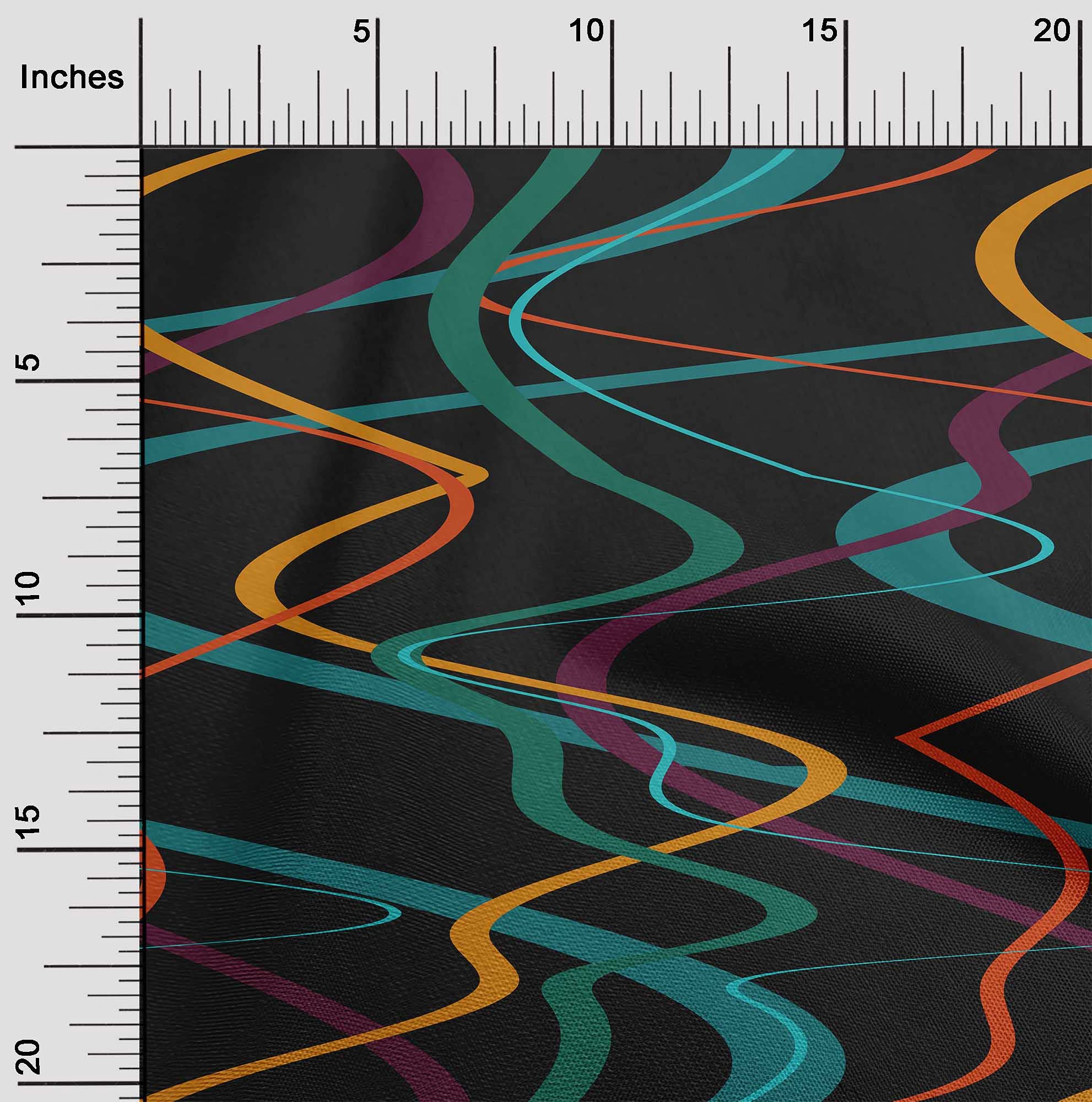 Premium 100% Cotton Cambric Black Geometric Print Fabric by The Yard - 42 Inch Wide for Dresses, Skirts & DIY Fashion Projects