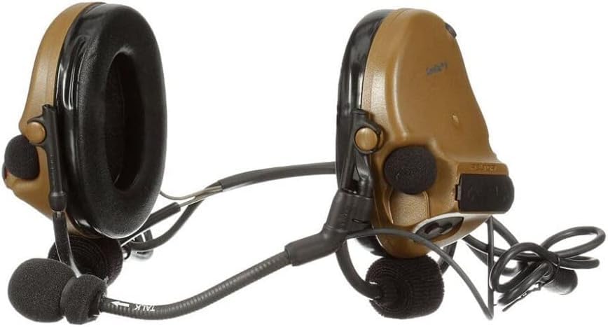 Peltor ComTac V Dual Lead Neckband Headset with Dynamic Mic - 23dB Noise Reduction (NRR) - Coyote Color - Tactical Communication Headset for Shooting Range, Military & Outdoor Activities