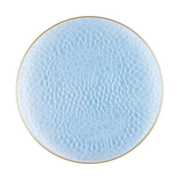 Premium Blue & Gold Disposable Plastic Party Supplies Bundle - Elegant Hammered Design for Weddings, Birthdays & Special Events | Eco-Friendly Party Decorations
