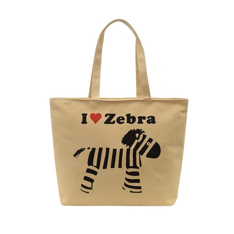 LMKIDS Canvas Tote Bag for Women - Reusable Grocery Shopping Bag with Zipper, Portable Shoulder Bag for Travel, Books & Daily Use | Eco-Friendly & Durable Carryall for Work, School & Shopping Trips