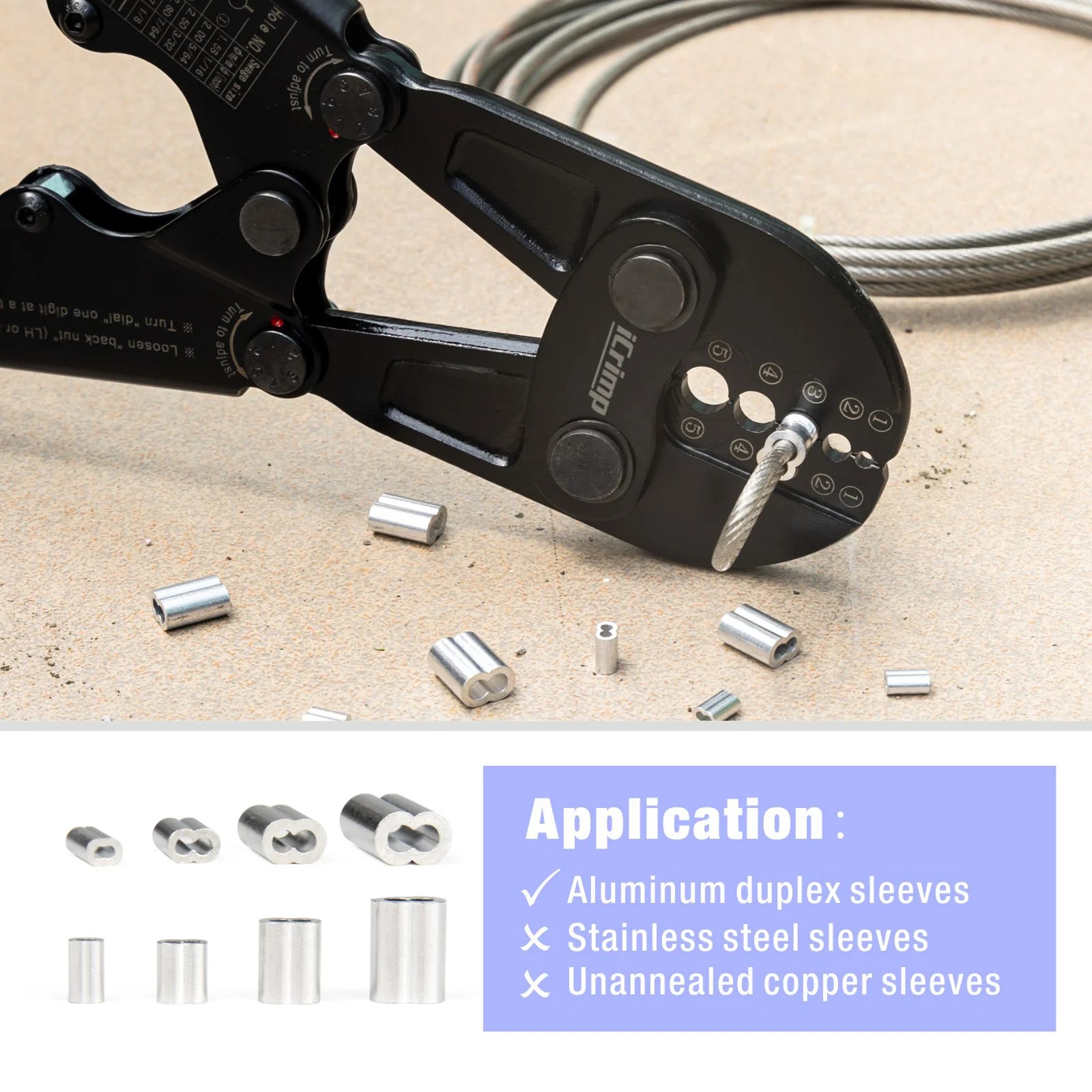 IWS 1608B Wire Rope Crimping Tool Kit for 1/16