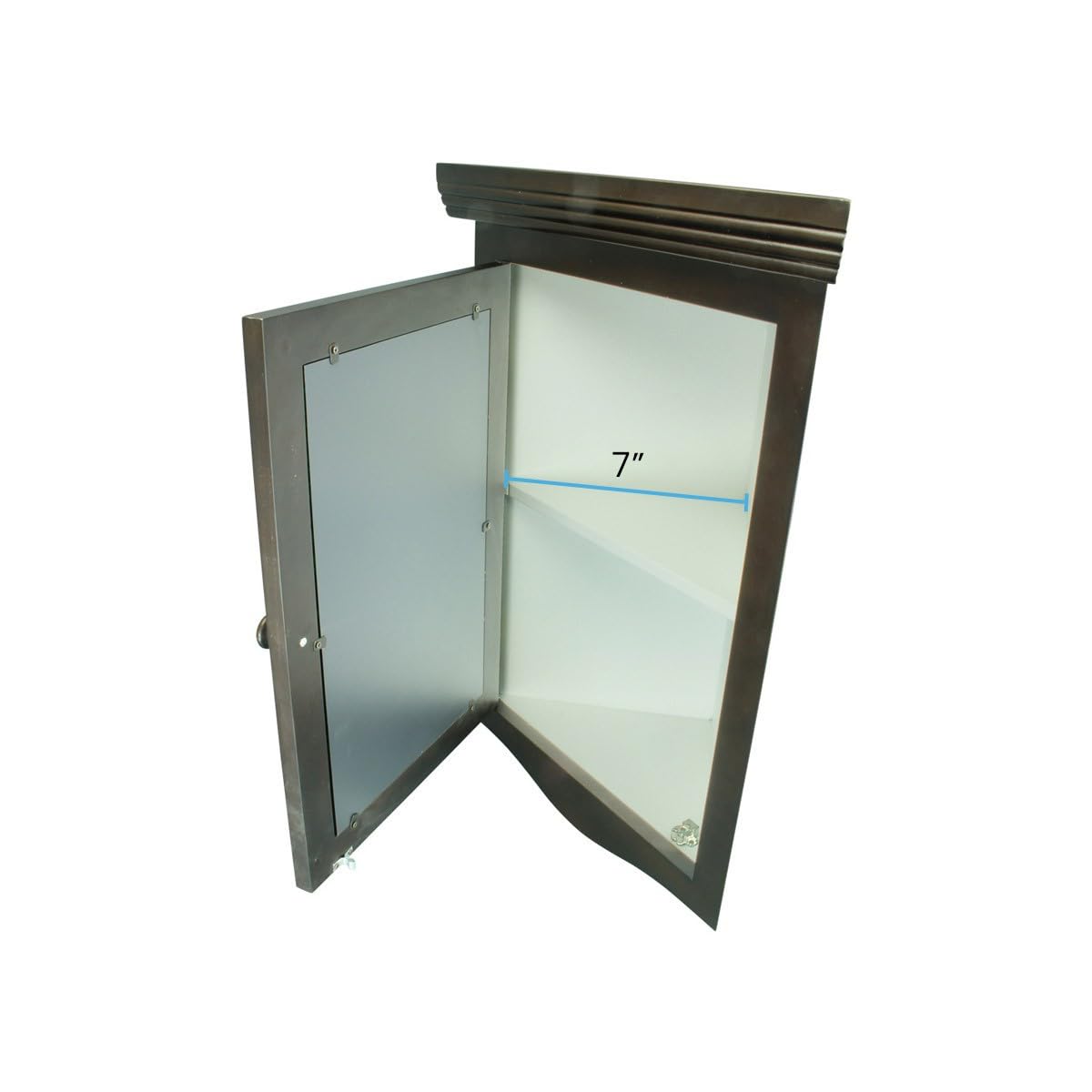 Dark Oak Corner Medicine Cabinet 27x20 Inch - Recessed Mirror Bathroom Storage with Mounting Hardware | Space-Saving Solution for Small Bathrooms & Vanities