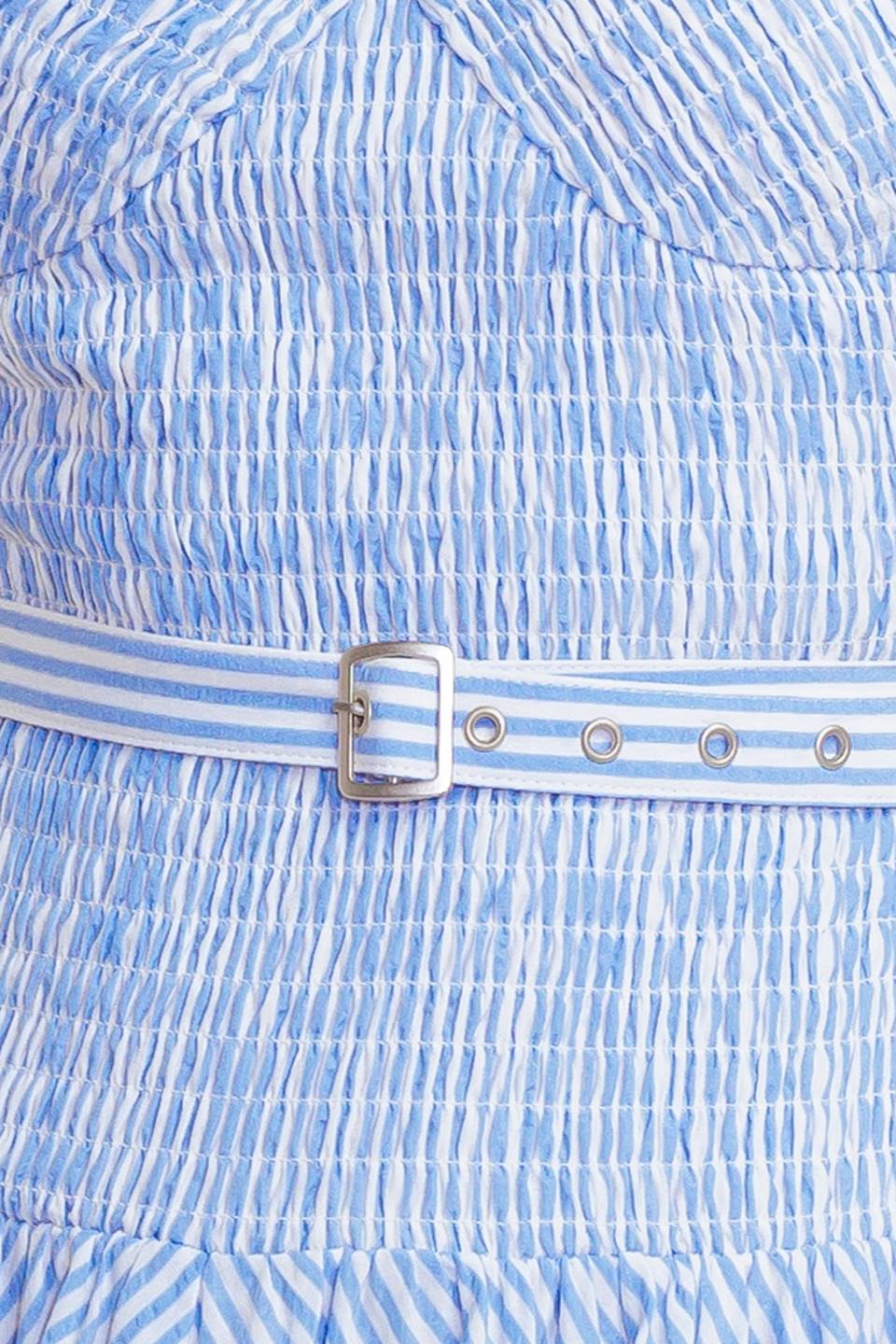 JOURNI Women's Striped Midi Dress - Blue & White Casual Summer Dress for Beach, Vacation & Everyday Wear
