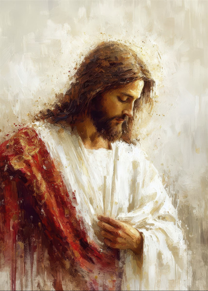 Jesus Christ in Red Robes - Religious Wall Art for Home & Church Decor - Perfect for Prayer Rooms, Sunday Schools & Christian Gifts