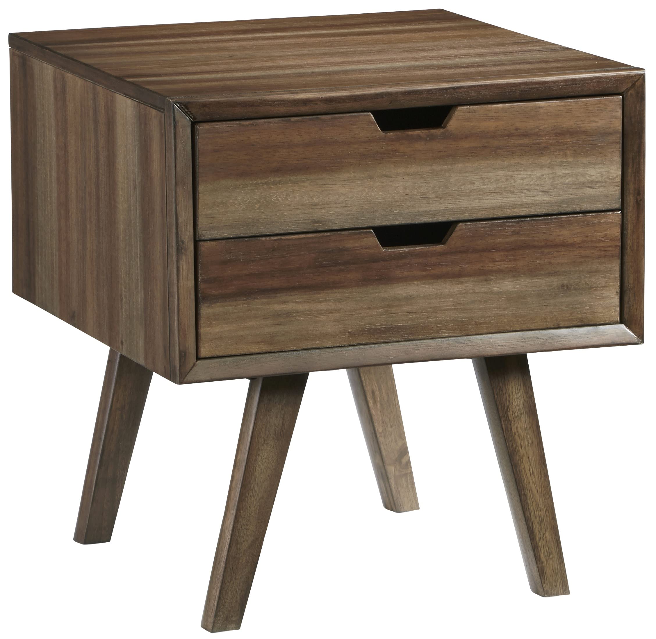 Progressive Furniture Bungalow End Table with Drawers - Brown/Caramel Wooden Side Table for Living Room, Bedroom & Office