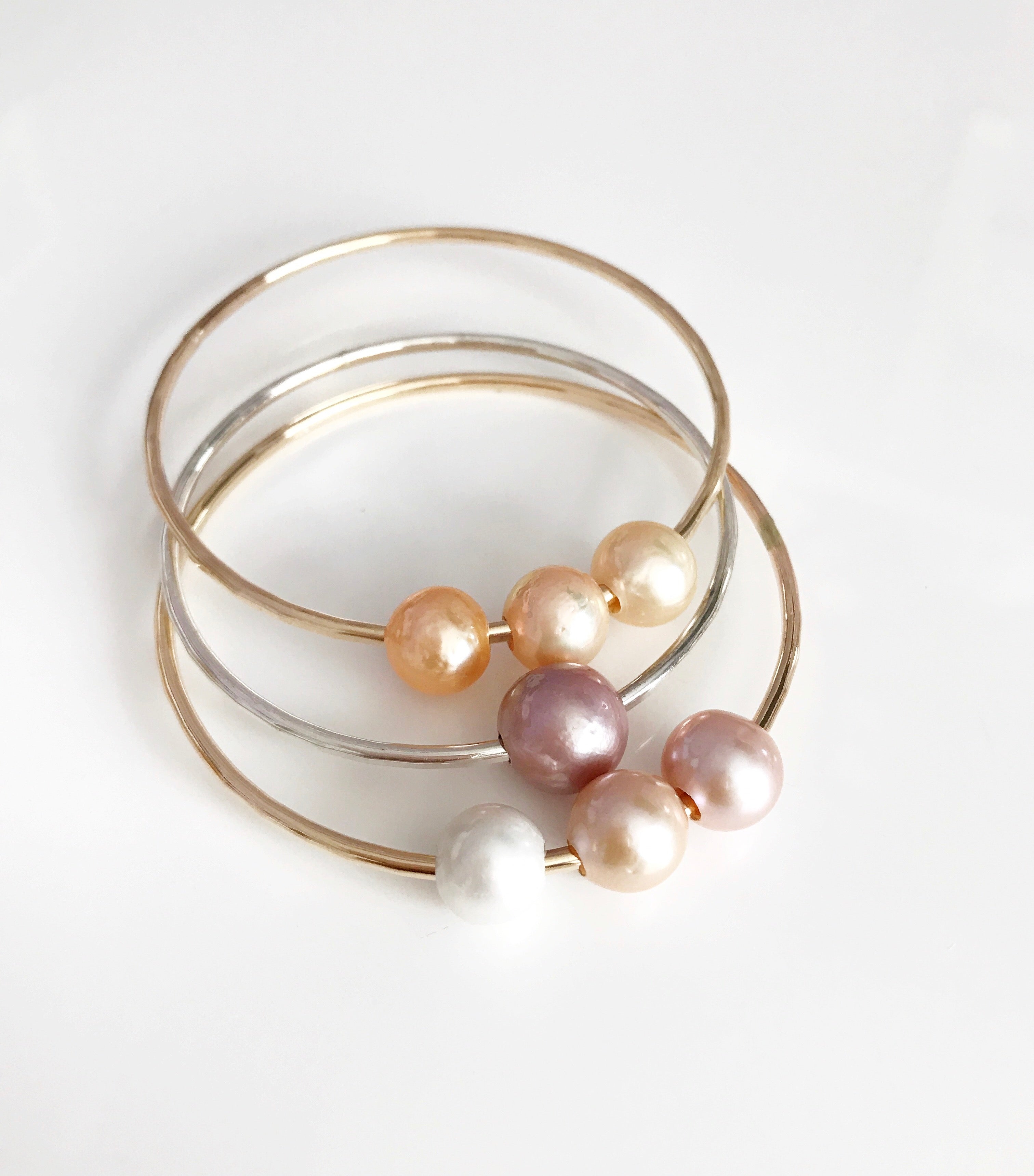 Lavender Pearl Bangle Bracelet - MIKA B345 | Elegant Handmade Jewelry for Women, Perfect for Weddings, Parties & Special Occasions