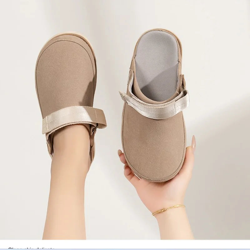 Women's Suede Mules Slippers with Cork Insole & Arch Support - Comfortable Clogs Sandals for Outdoor, Beach, Home Wear - Fashionable Slip-On Shoes for Walking & Relaxation