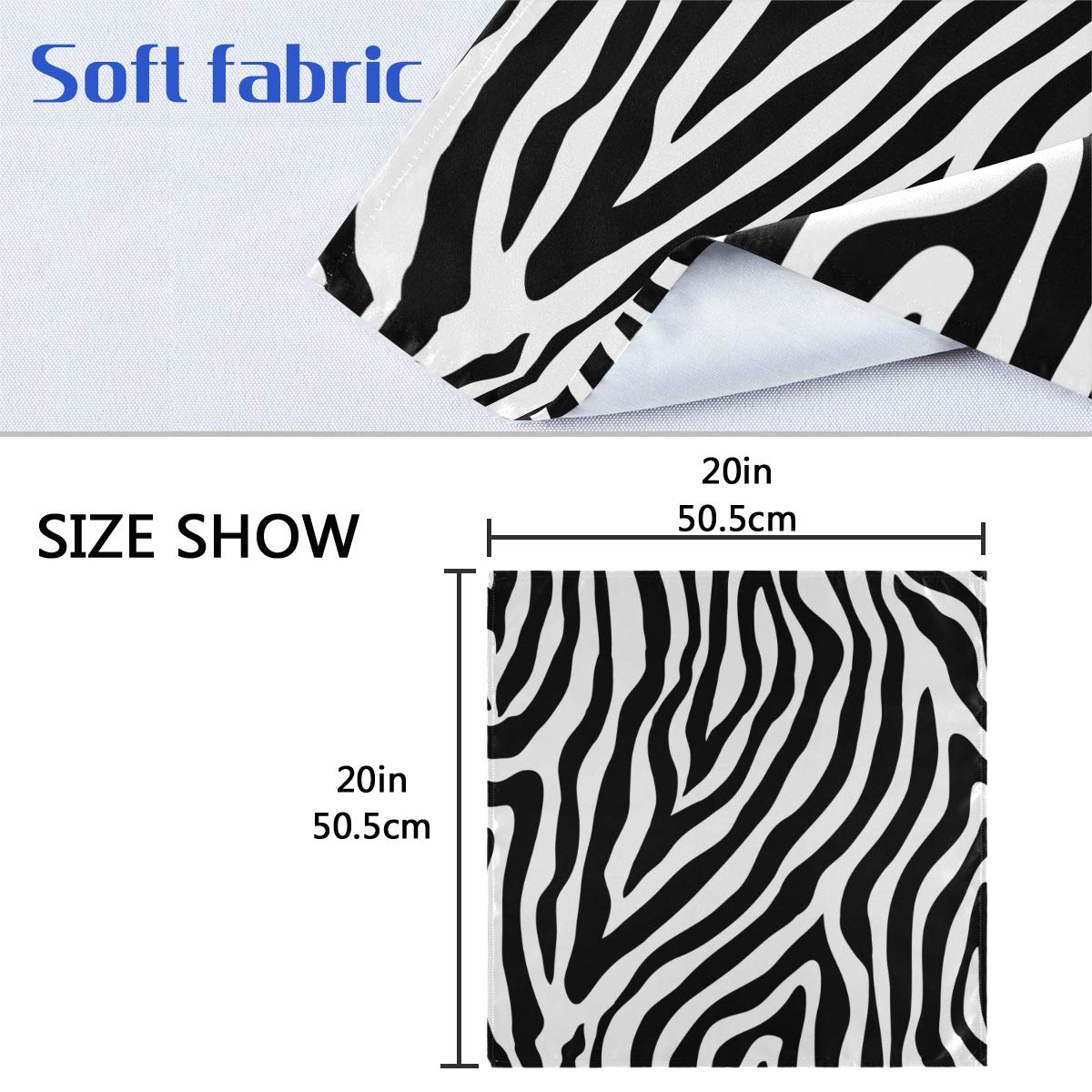 Bardic 6-Pack Zebra Print Cloth Napkins 20x20 Inch - Reusable & Washable Dinner Napkins for Holiday Parties, Restaurants, Banquets & Everyday Dining - Elegant Table Linens for Formal Events & Home Decor