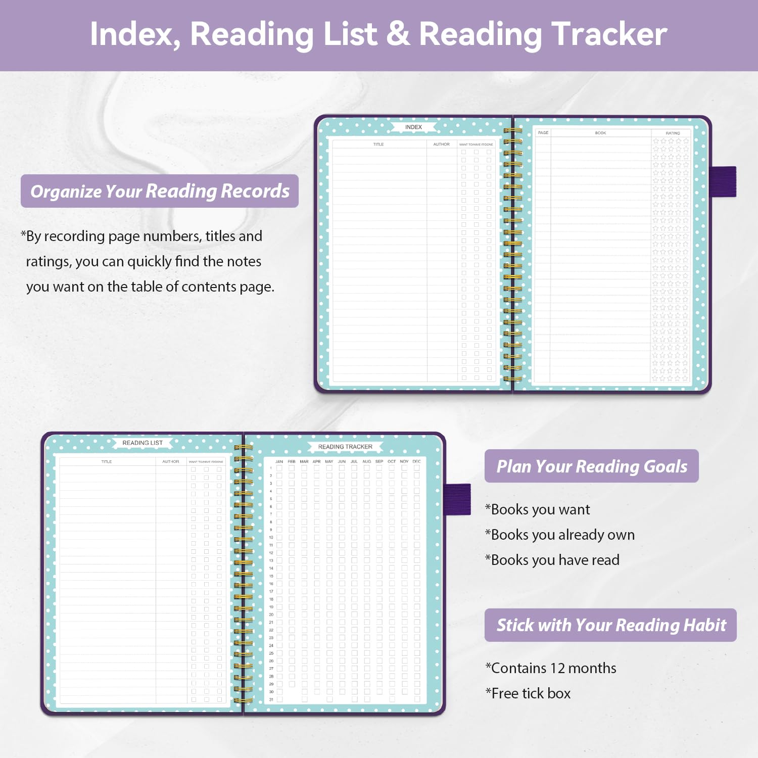 Reading Journal for Book Lovers - 80 Book Reading Log & Planner to Track & Review Books - Book Club Journal (8.5x5.5