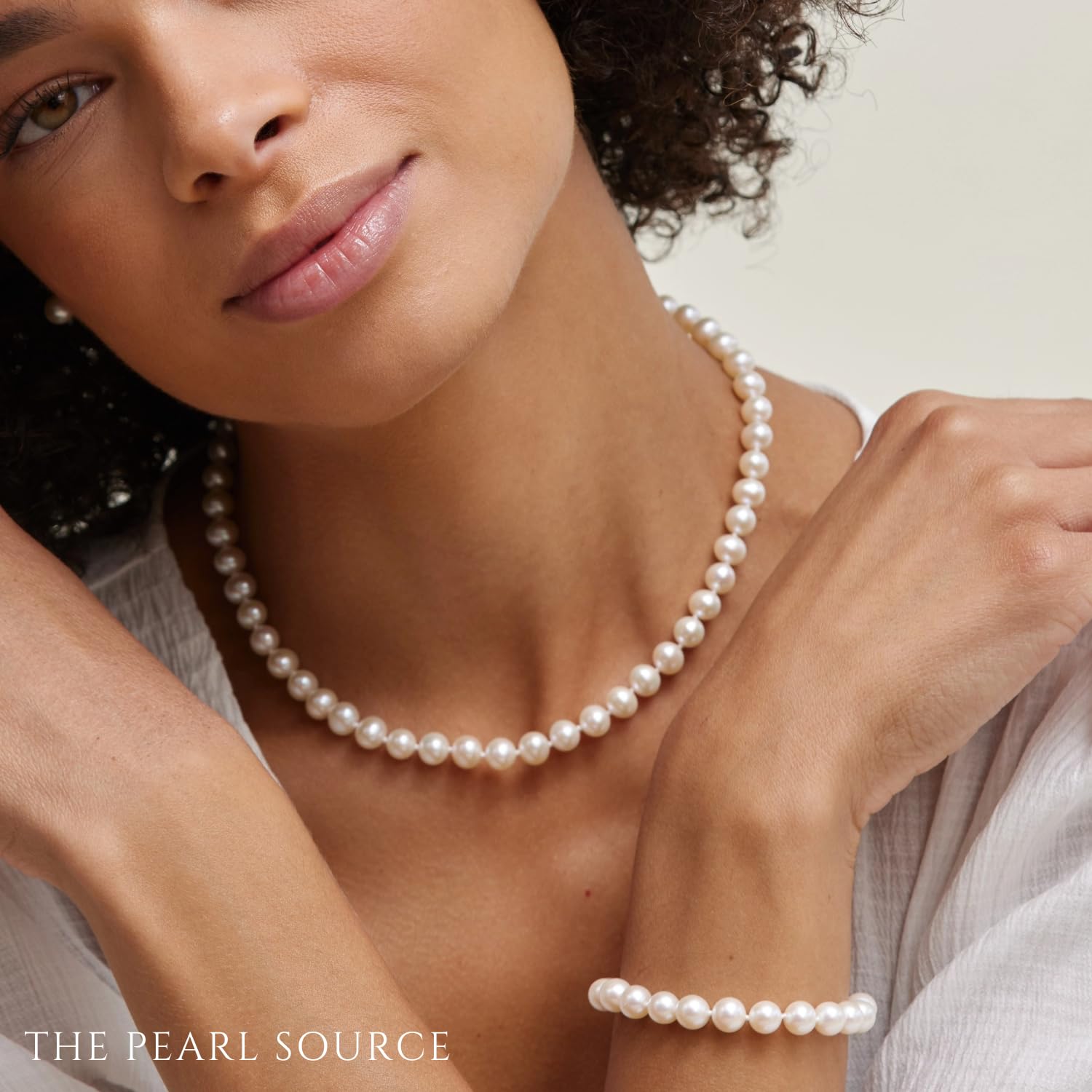 14K Gold Akoya Pearl Jewelry Set for Women - Necklace, Bracelet & Earrings