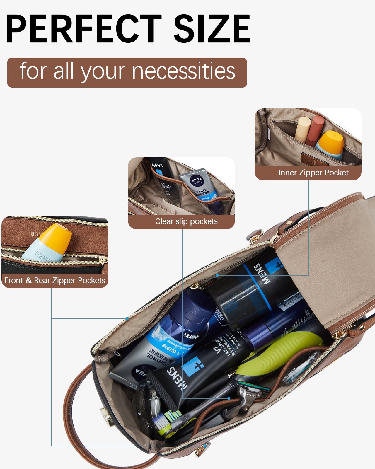 Stylish Travel Toiletry Bag for Women & Men - Waterproof Cosmetic Makeup Organizer | Perfect for Gym, Vacation & Business Trips