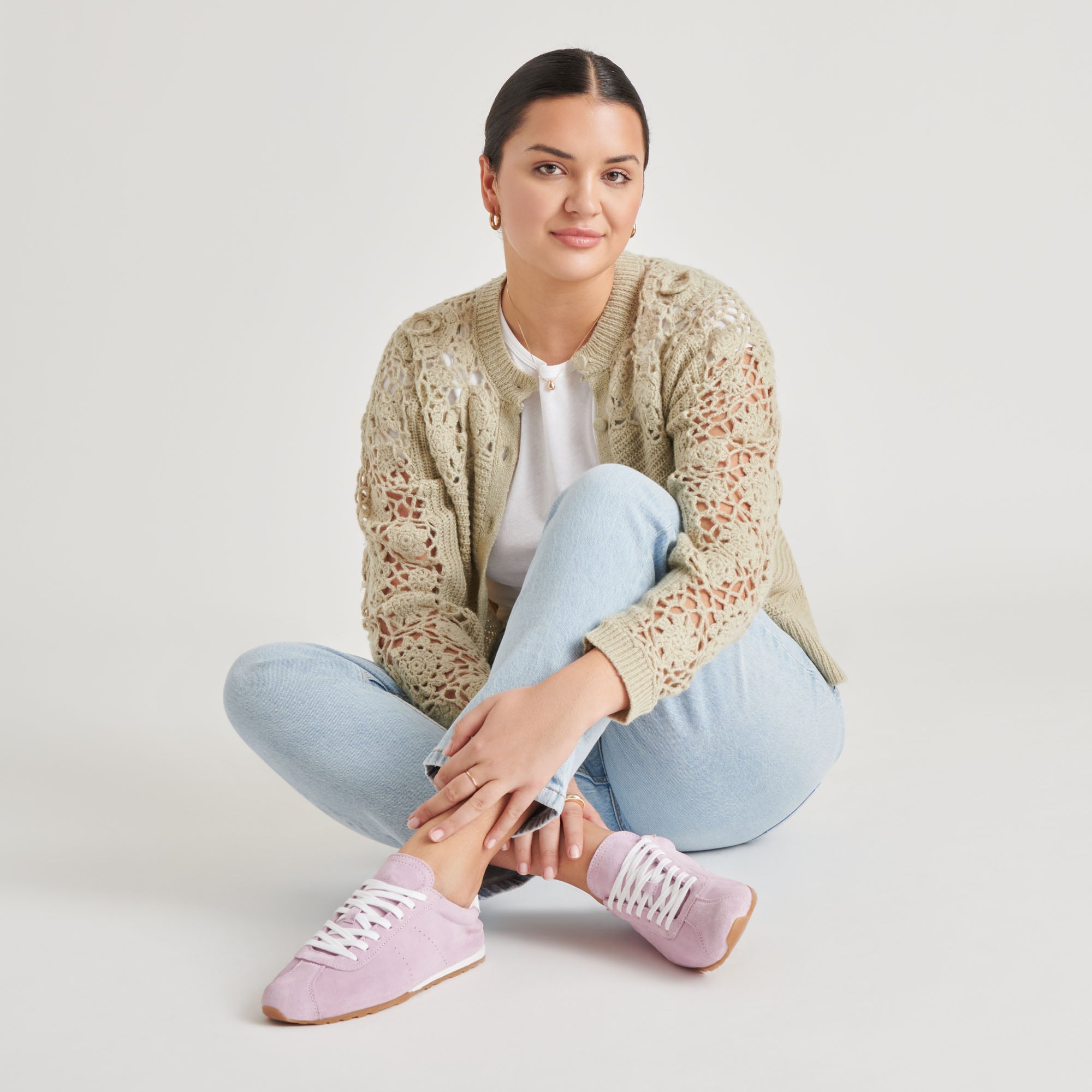 SERINA Women's Lavender Suede Sneakers - Comfortable Casual Walking Shoes for Work, Travel & Everyday Wear