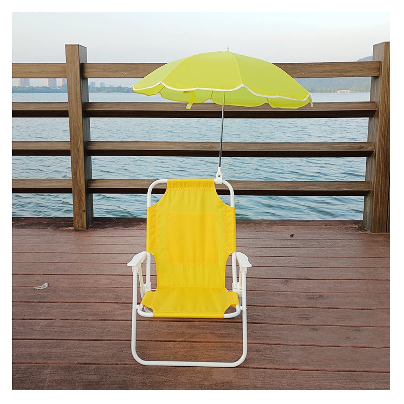 Best Kids Camping Chair - Lightweight Yellow Folding Beach Chair with Umbrella | Portable Outdoor Child Seat for Travel, Picnics, Backyard & Beach Activities | Durable & Comfortable Toddler Chair