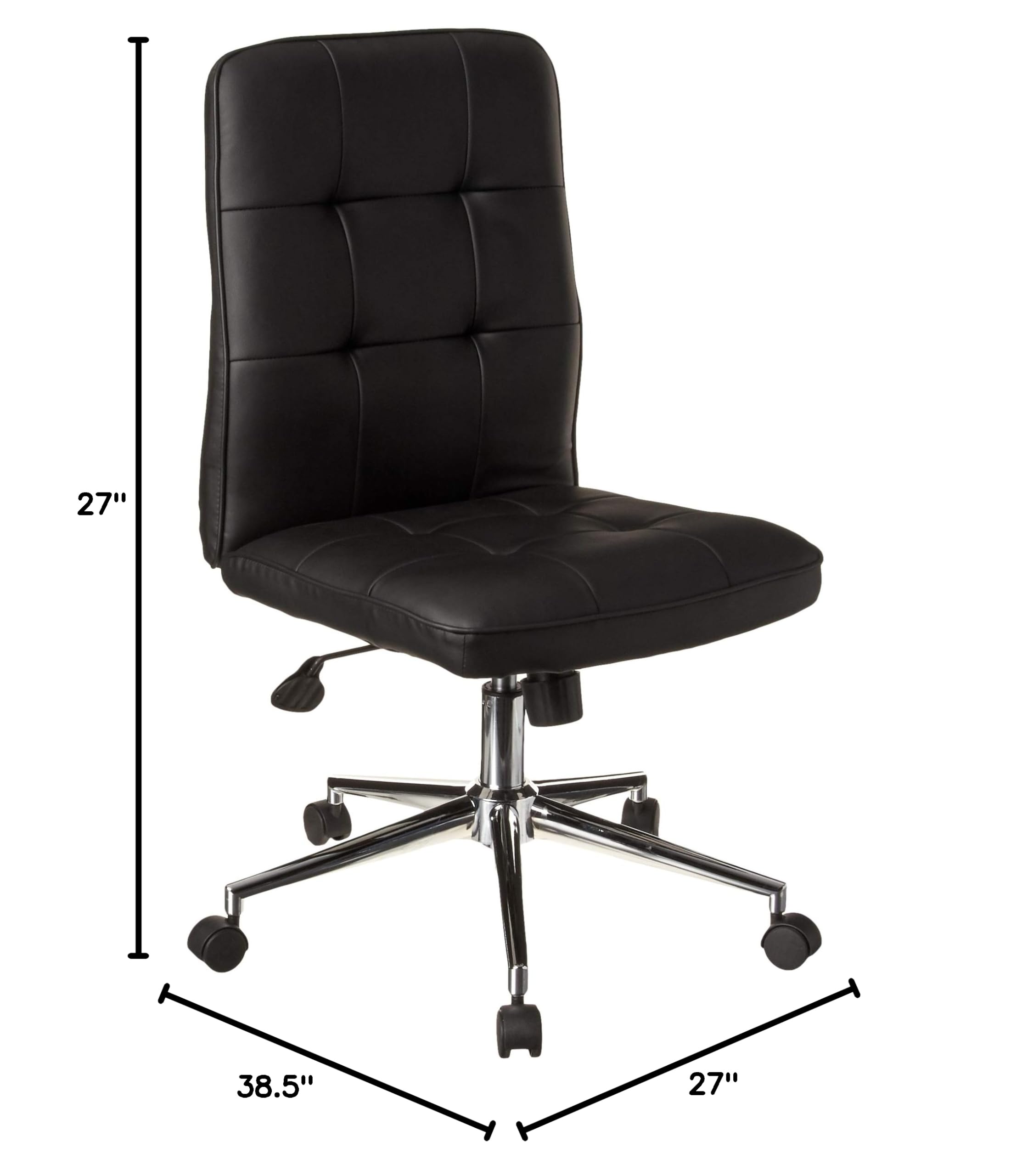 Boss Office Products Millennial Modern Faux Leather Office Chair - Ergonomic Computer Desk Chair with Adjustable Height, Black (B330-BK) - Perfect for Home Office, Gaming & Workspace